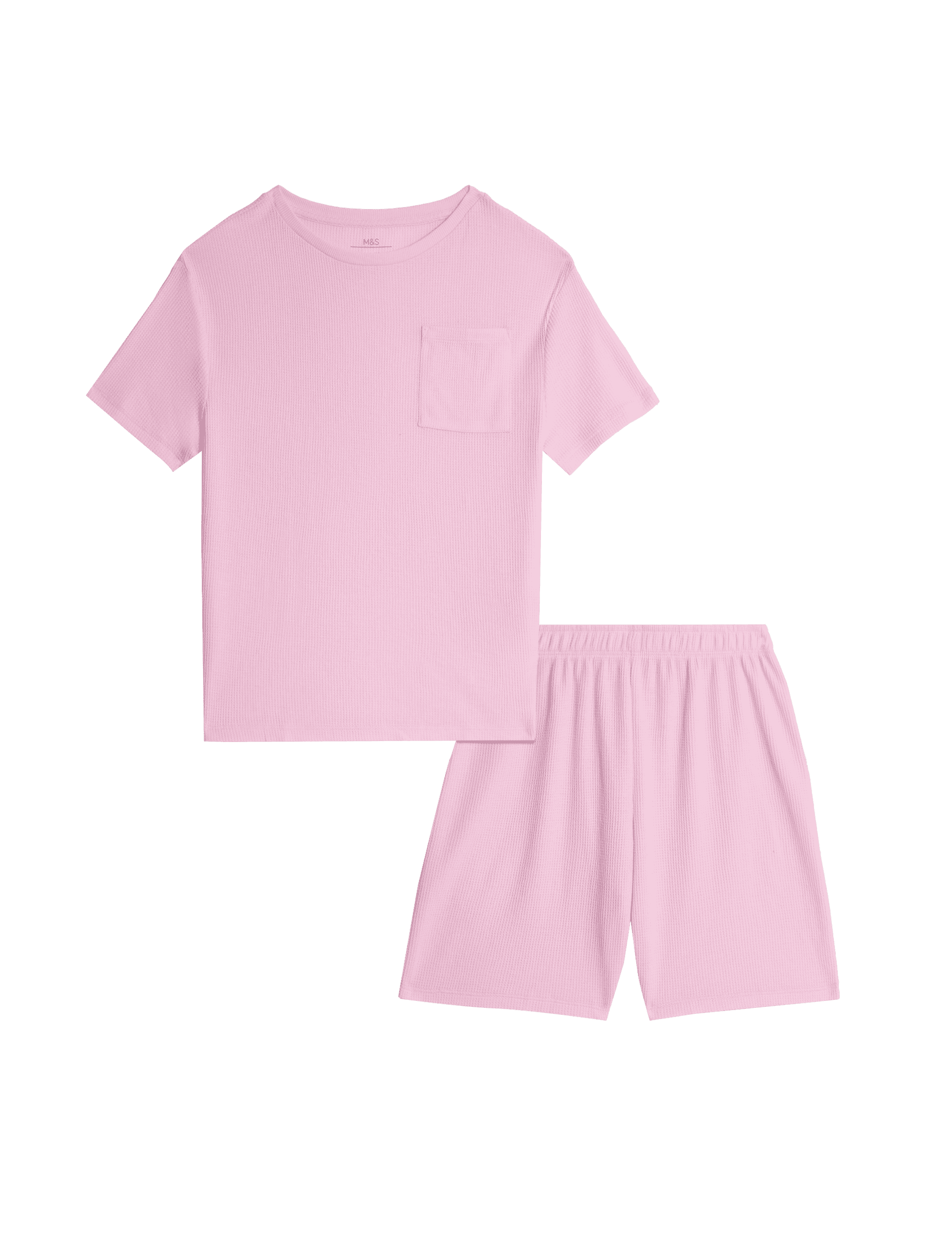 M&S Collection Cotton Blend Waffle Pyjamas (12 Mths-16 Yrs) - 5-6 Y - Bright Pink Mix, Yellow,Bright