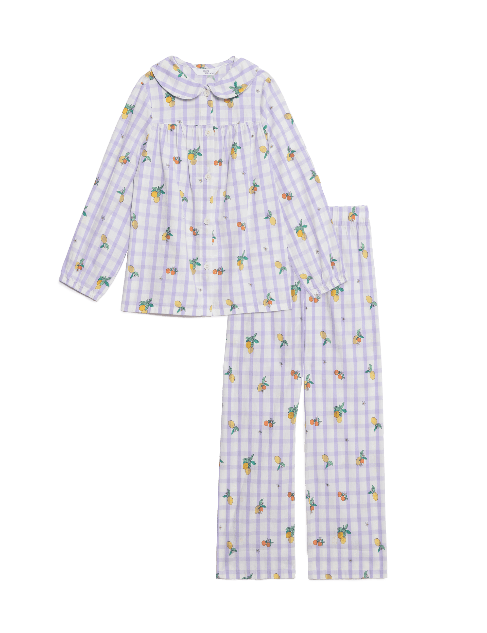 M&S Collection Girls Pure Cotton Fruit Pyjamas (1-8 Yrs) - 2-3 Y - Lilac, Lilac