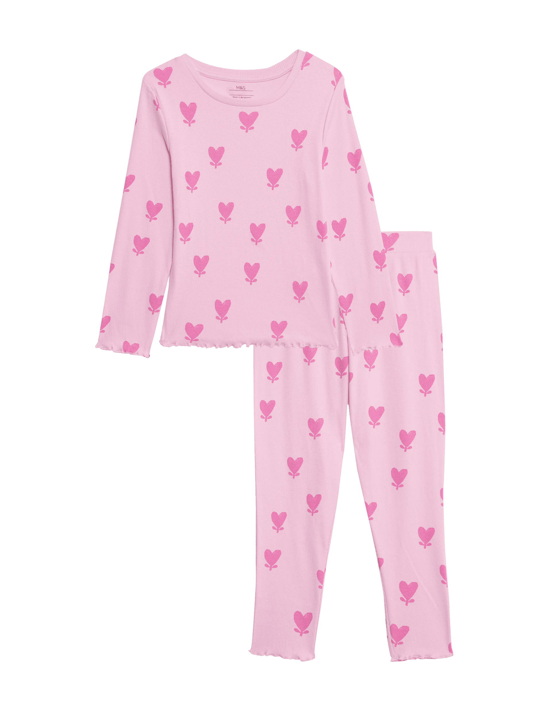 M&S Collection Girls Cotton Rich Hearts Pyjamas (1-8 Yrs) - 2-3 Y - Pink Mix, Pink Mix