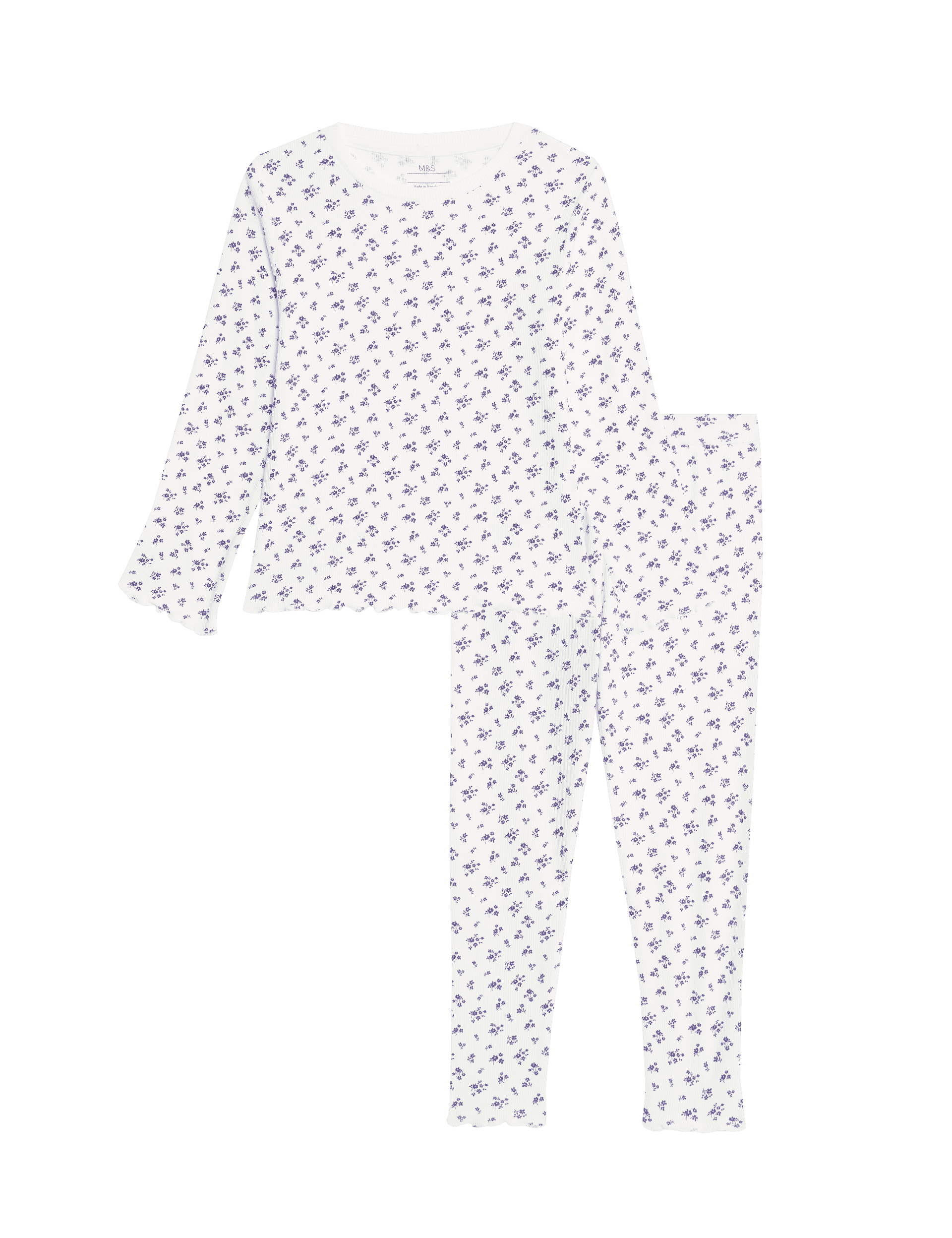 M&S Collection Girls Cotton Rich Floral Pyjamas (1-8 Yrs) - 2-3 Y - Ivory, Ivory