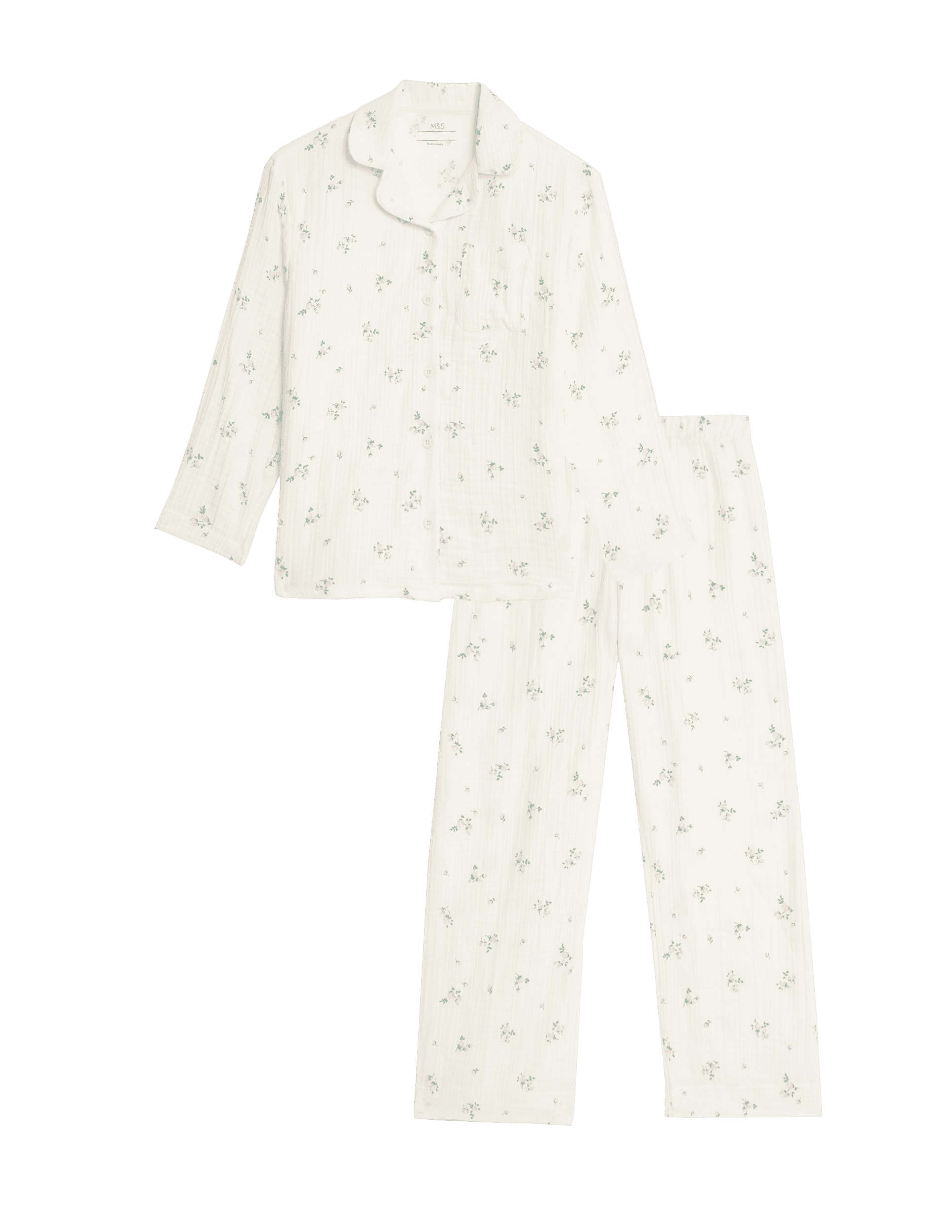 M&S Collection Girls Pure Cotton Floral Pyjamas (1-16 Yrs) - 2-3 Y - Ivory, Ivory