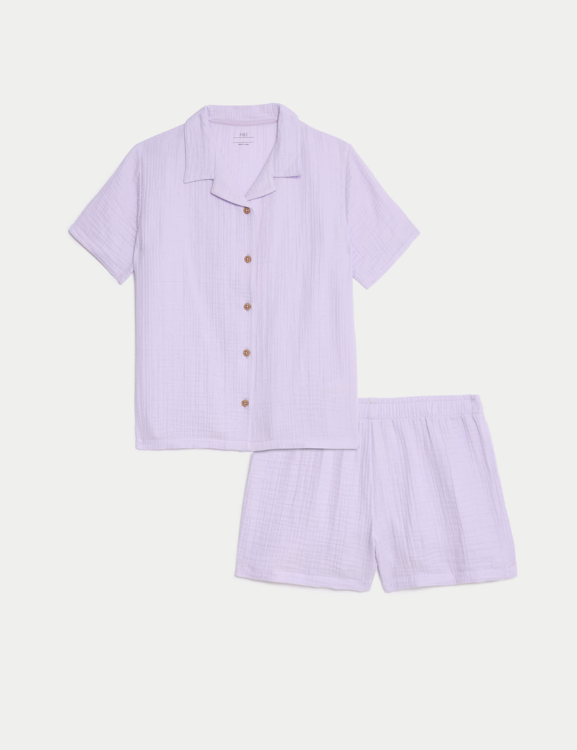 M&S Girls Pure Cotton Pyjamas (1-16 Yrs) - 2-3 Y - Light Lilac, Light Lilac,Ice Blue