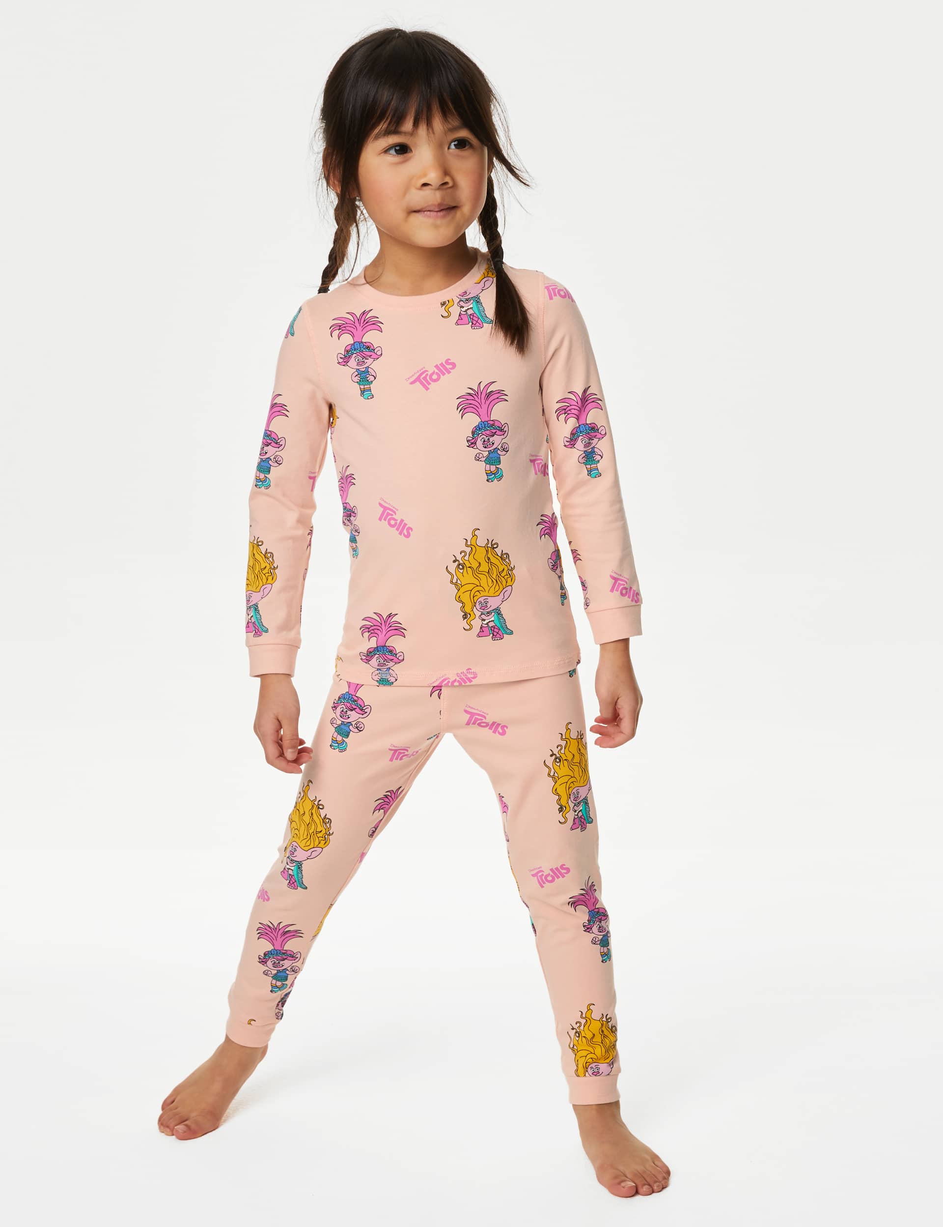 M&S Girls Trolls Pyjamas (1-8 Yrs) - 7-8 Y - Pink Mix, Pink Mix