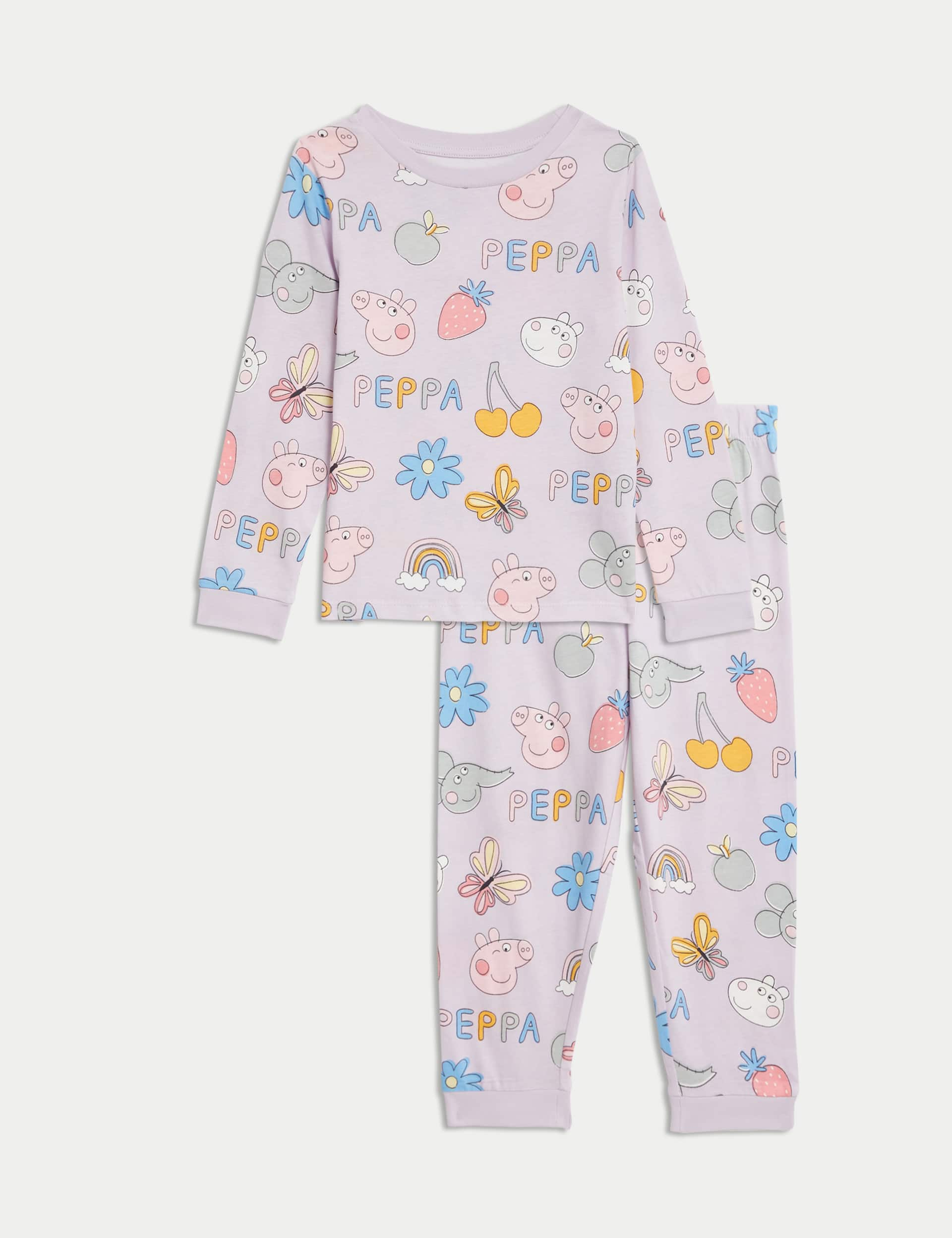 M&S Girls Pure Cotton Peppa Pig Pyjamas (1-7 Yrs) - 2-3 Y - Lavender, Lavender