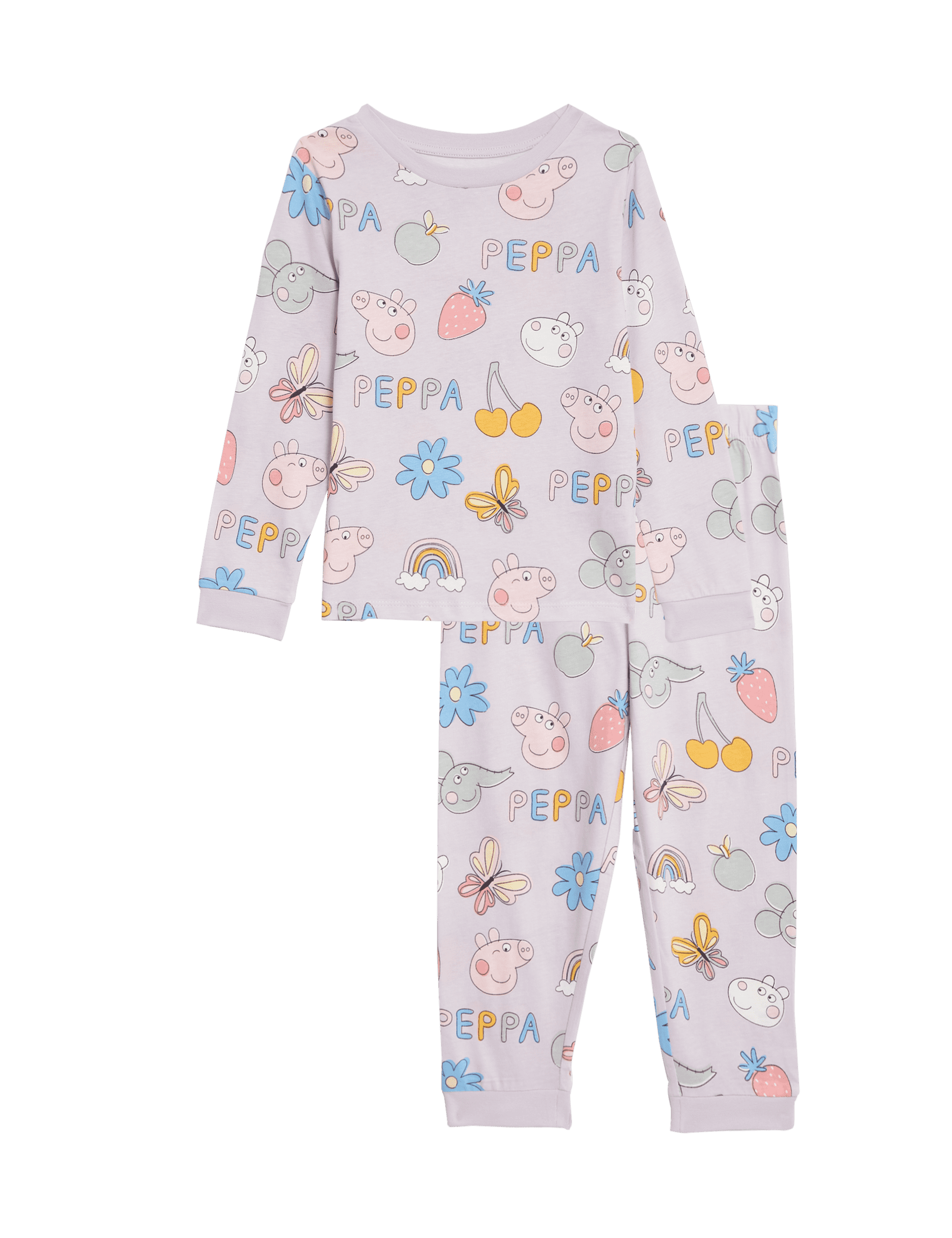 M&S Collection Girls Pure Cotton Peppa Pig Pyjamas (1-7 Yrs) - 2-3 Y - Lavender, Lavender