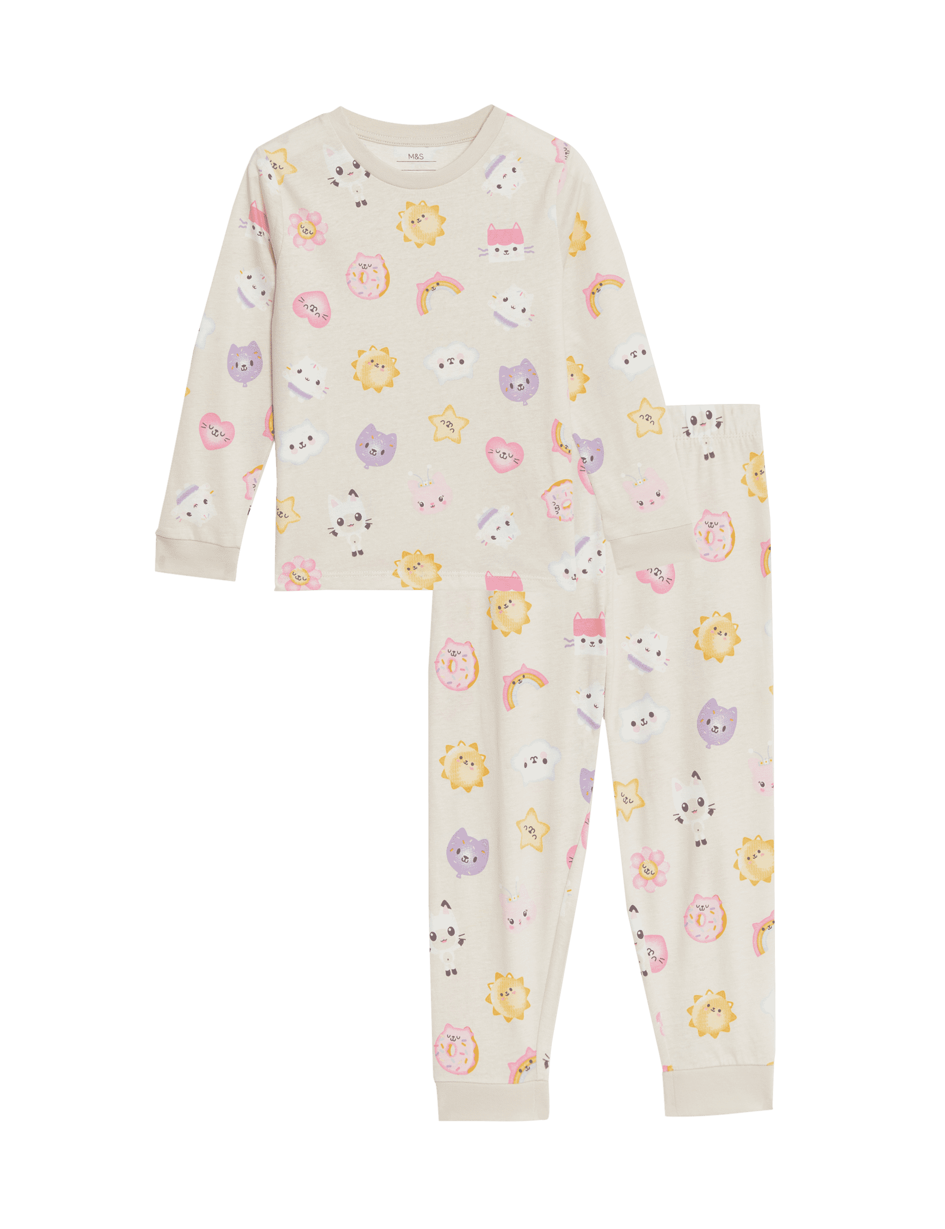 M&S Collection Girls Pure Cotton Gabby's Dollhouse Pyjamas (1-7 Yrs) - 2-3 Y - Light Pink, Light Pi