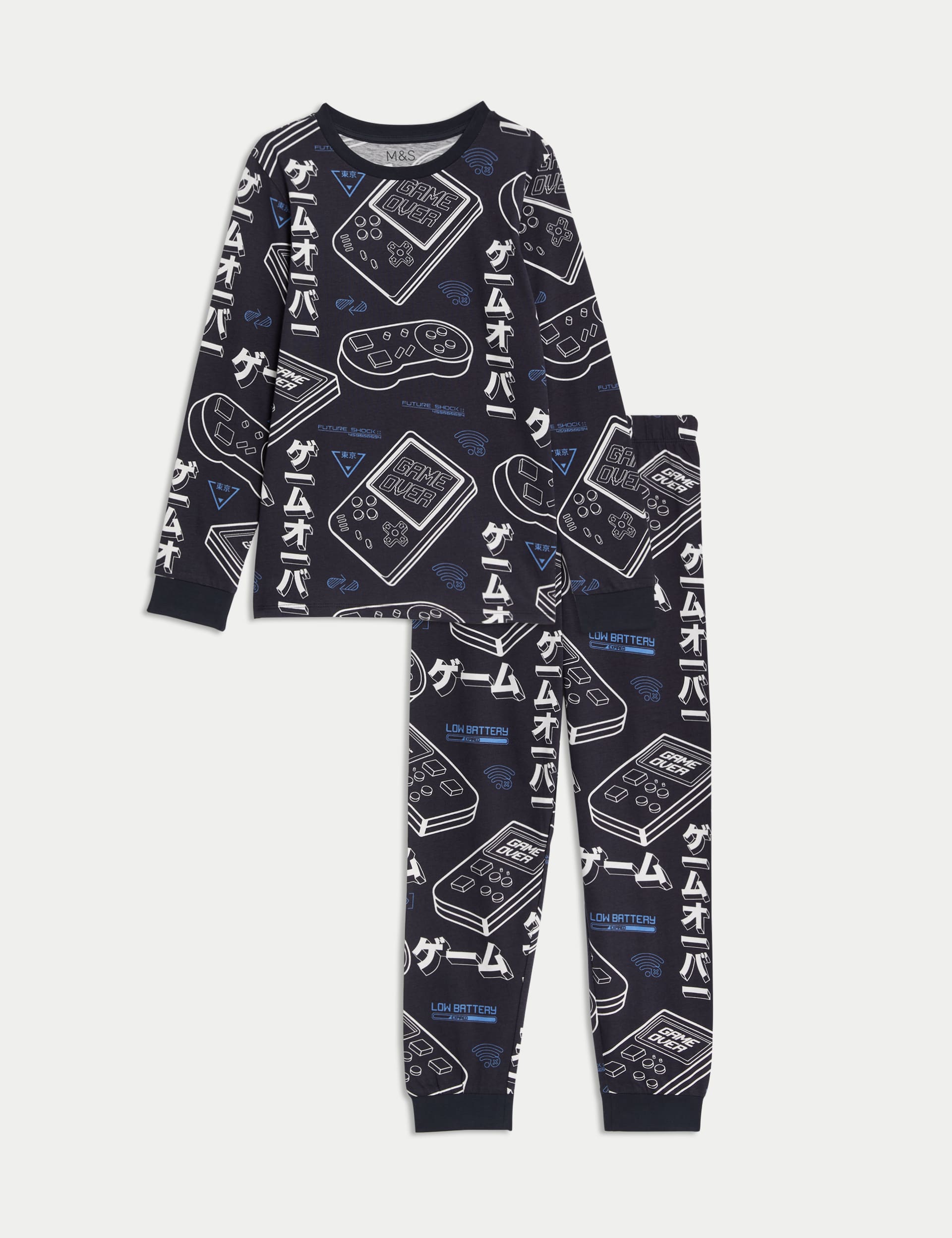 M&S Boys Pure Cotton Gaming Print Pyjamas (7-14 Yrs)