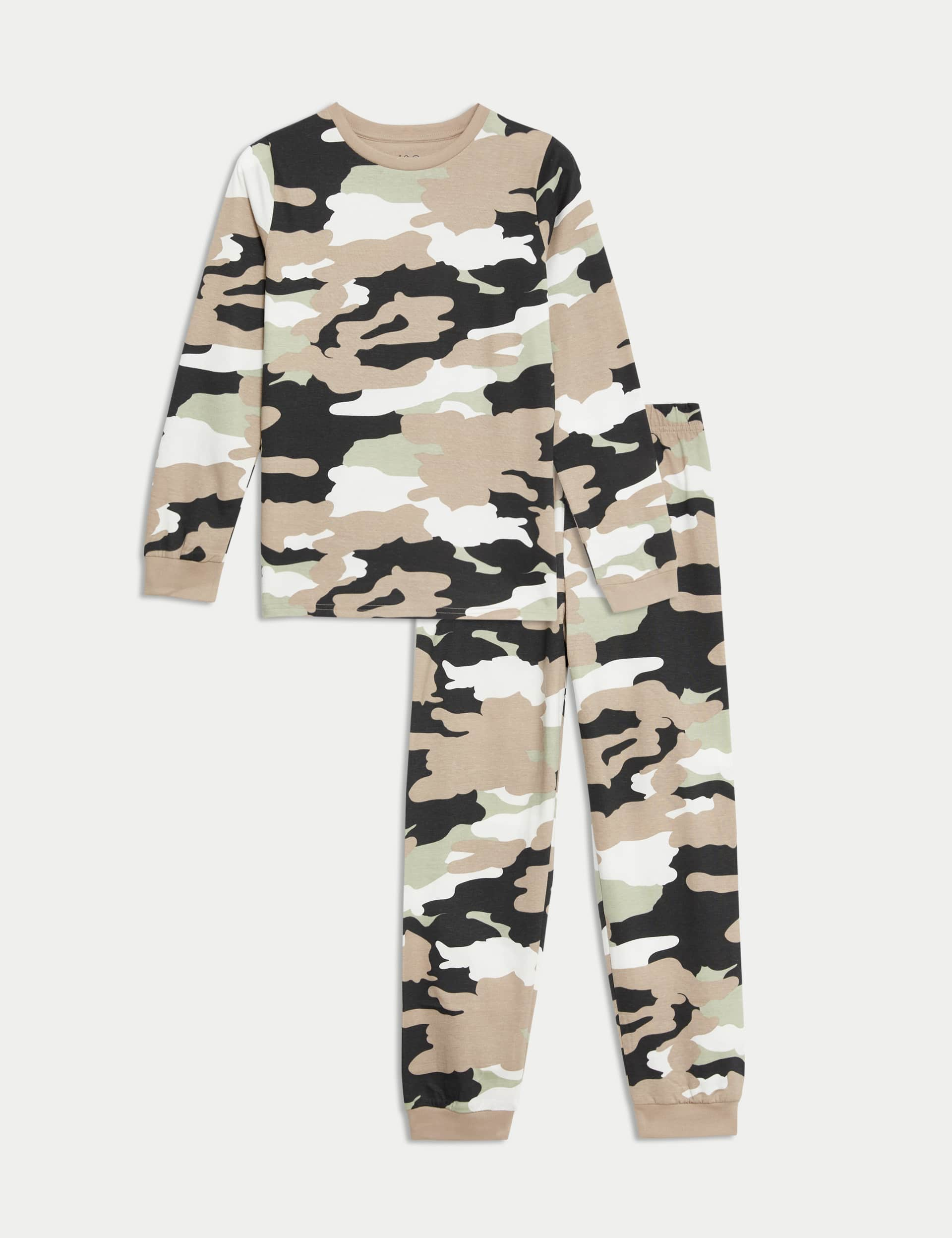 M&S Boys Pure Cotton Camouflage Pyjamas (7-14 Yrs) - 8-9 Y - Calico Mix, Calico Mix