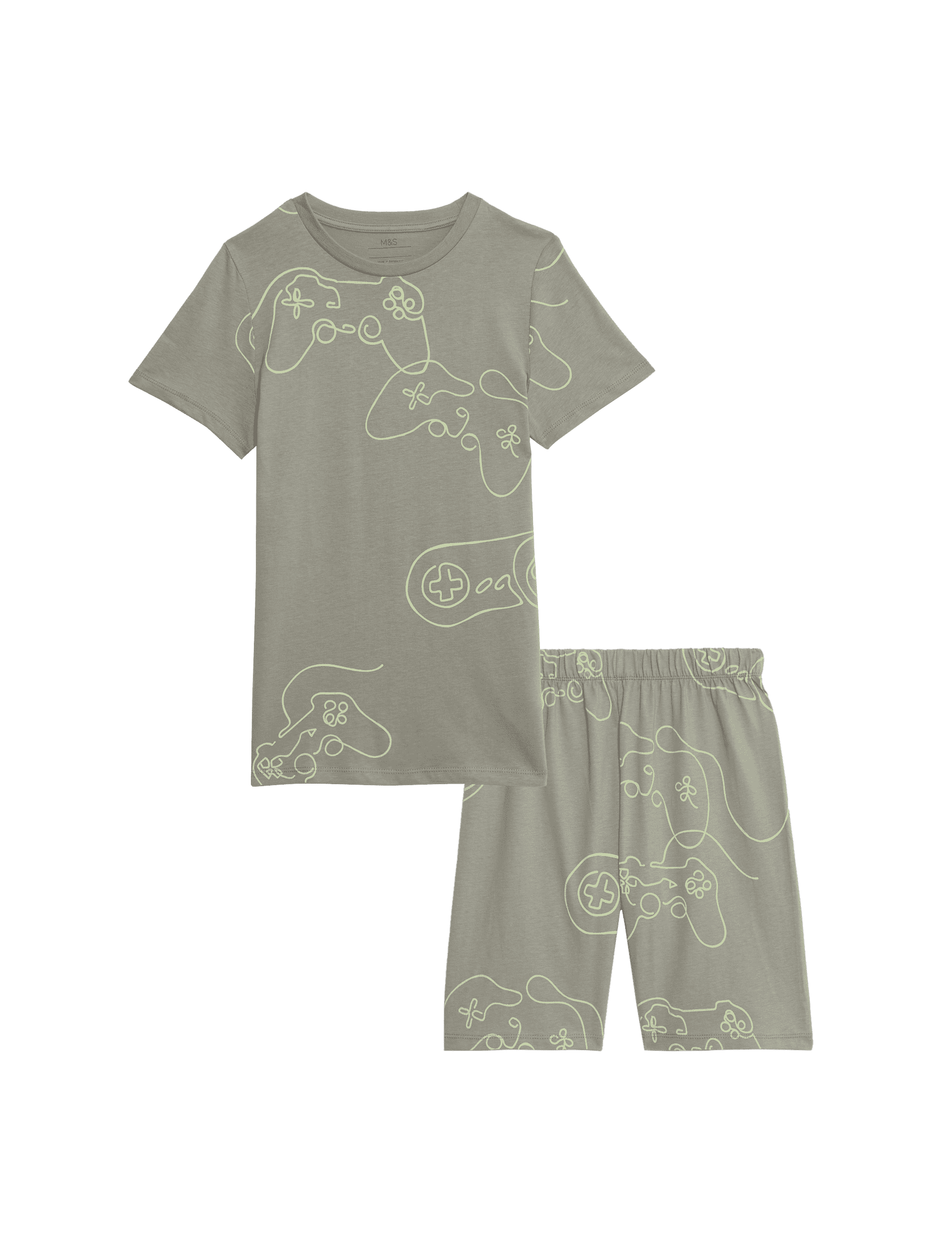 M&S Collection Boys Pure Cotton Gaming Pyjamas (7-14 Yrs) - 13-14 - Ivory, Ivory