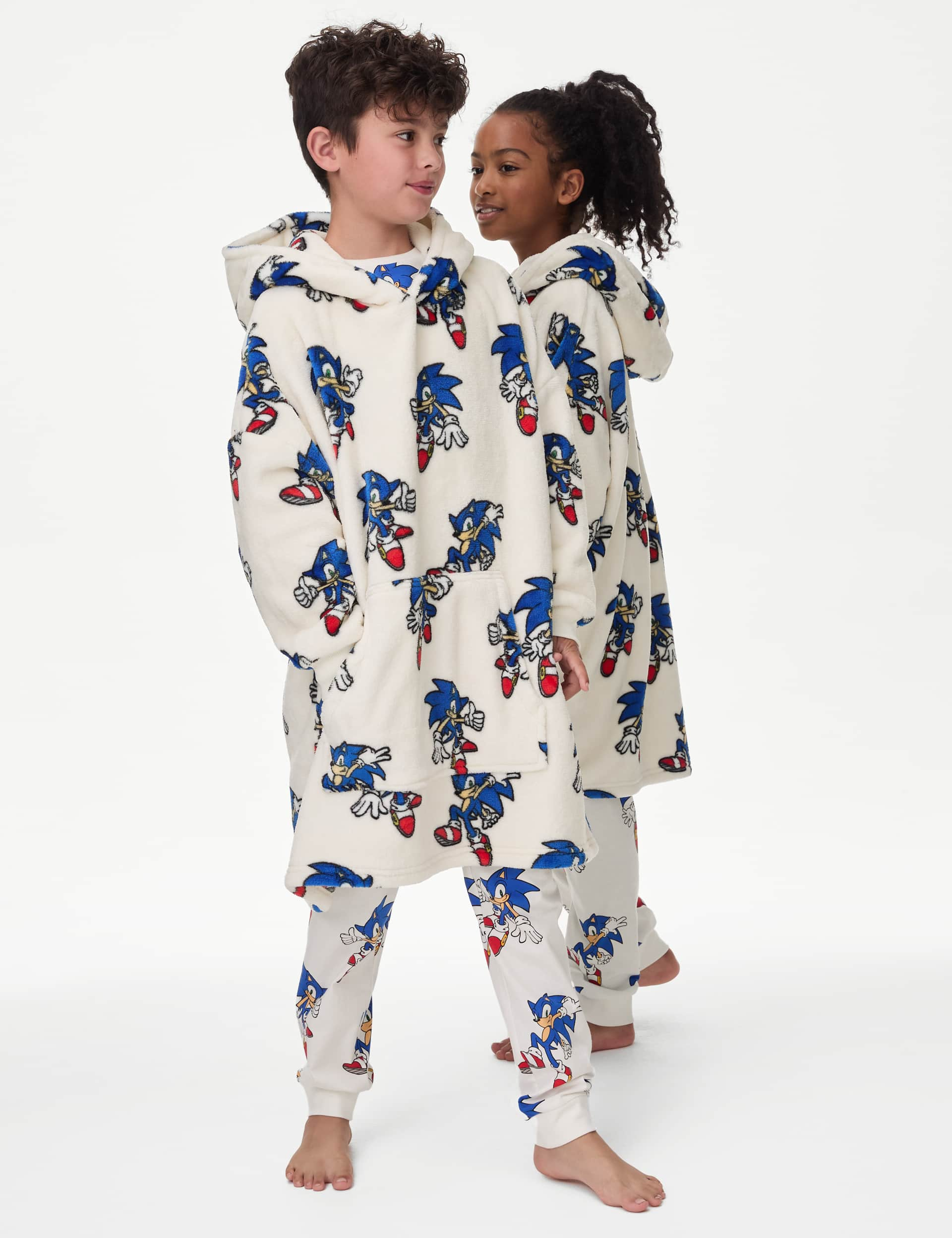 Girls Sonic the Hedgehog Oversized Hoodie (3-14 Yrs) - 11-12 - Ecru Mix, Ecru Mix