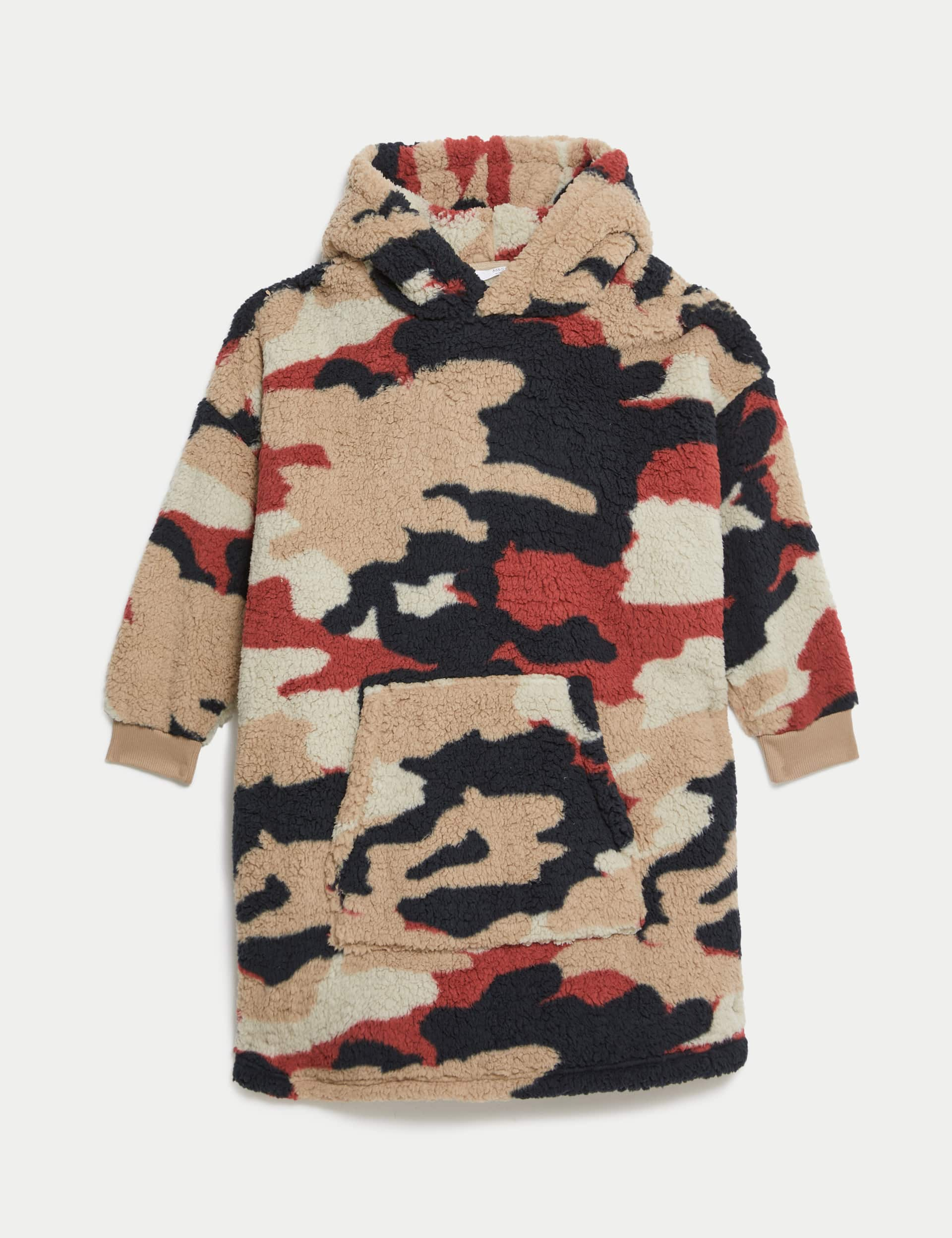 M&S Boys Camouflage Borg Oversized Hoodie (3-16 Yrs) - 5-6 Y - Multi, Multi