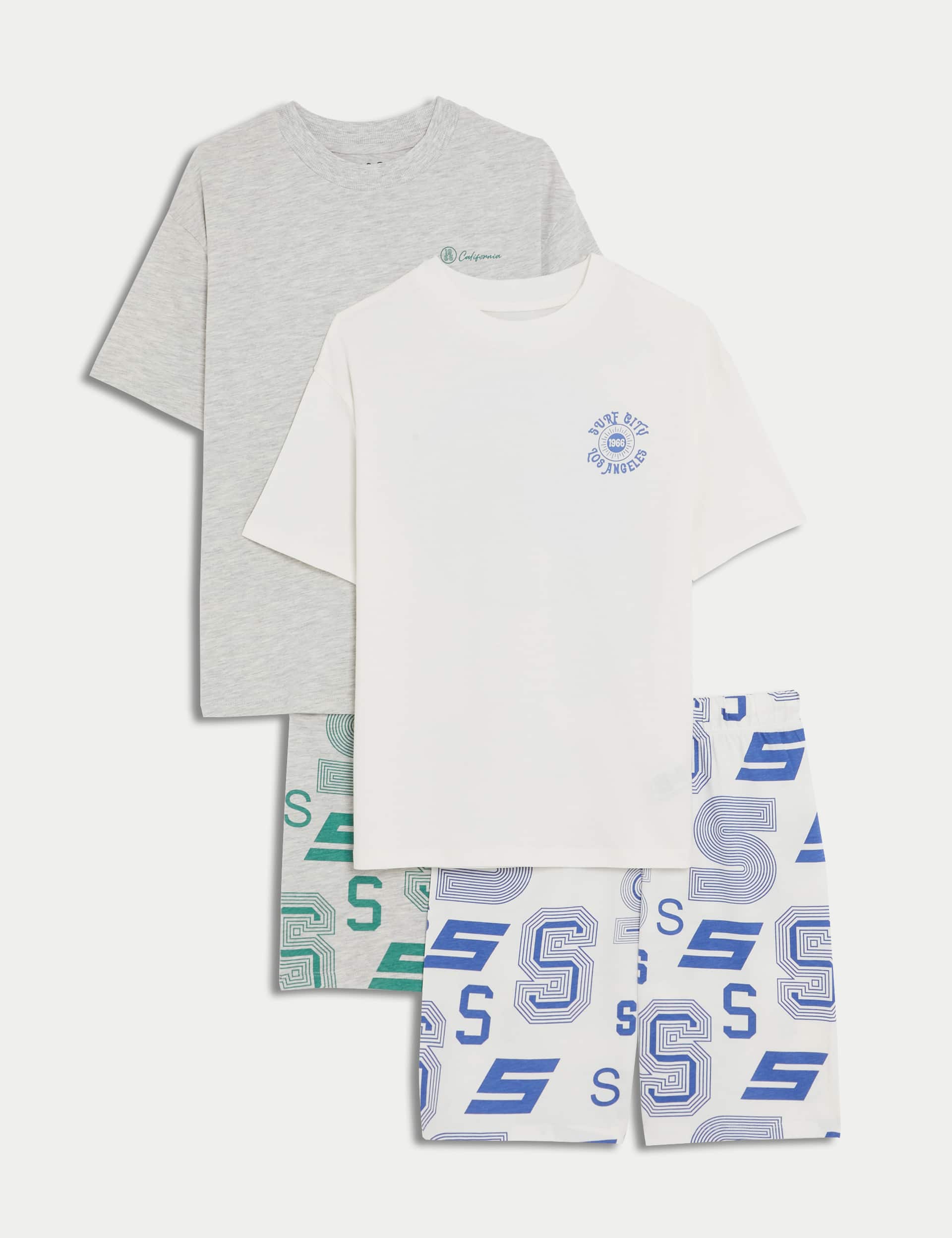 M&S Boys 2pk Pure Cotton Graphic Pyjama Sets (6-16 Yrs)