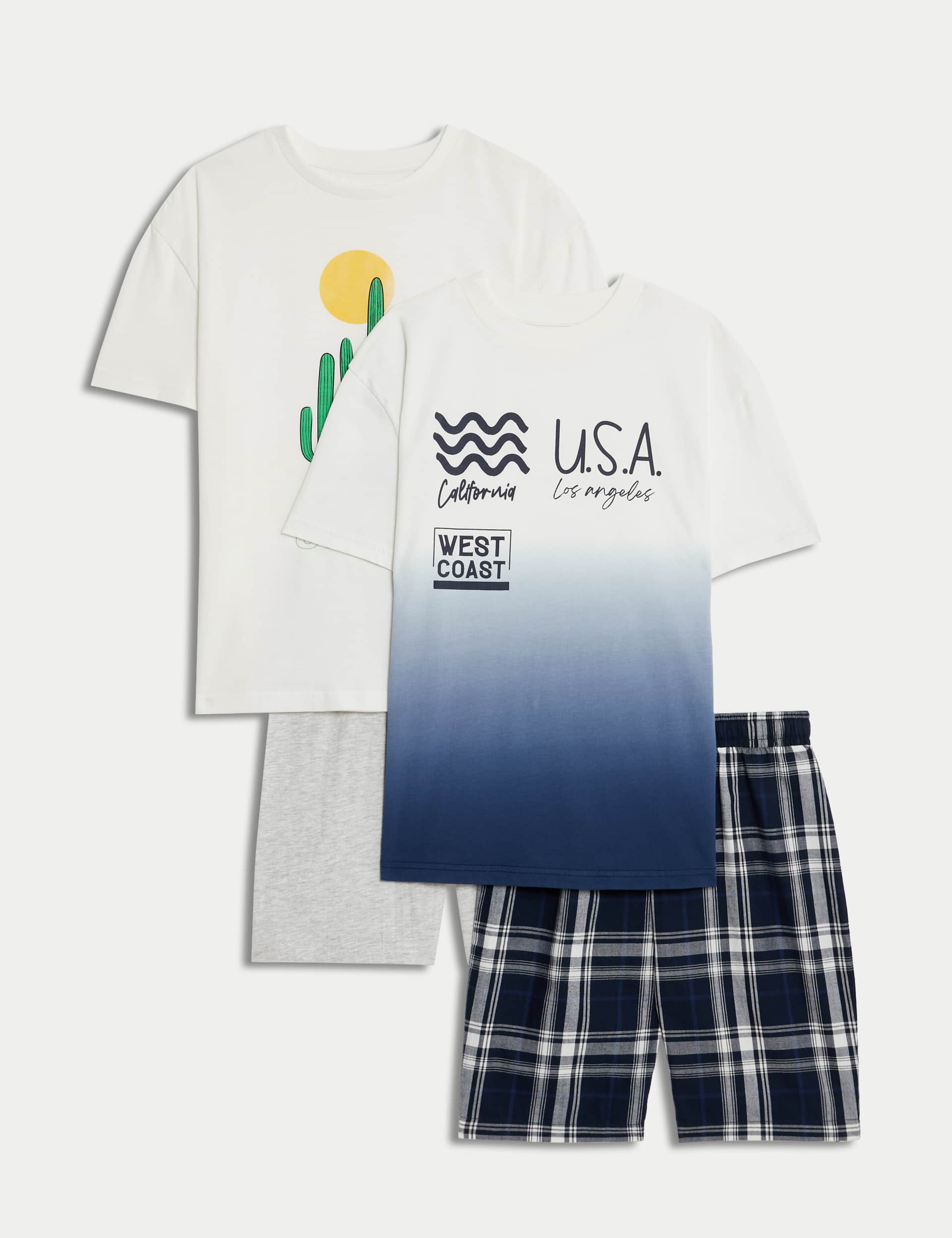 M&S Boys 2pk Cotton Rich Printed Pyjama Sets (6-16 Yrs)