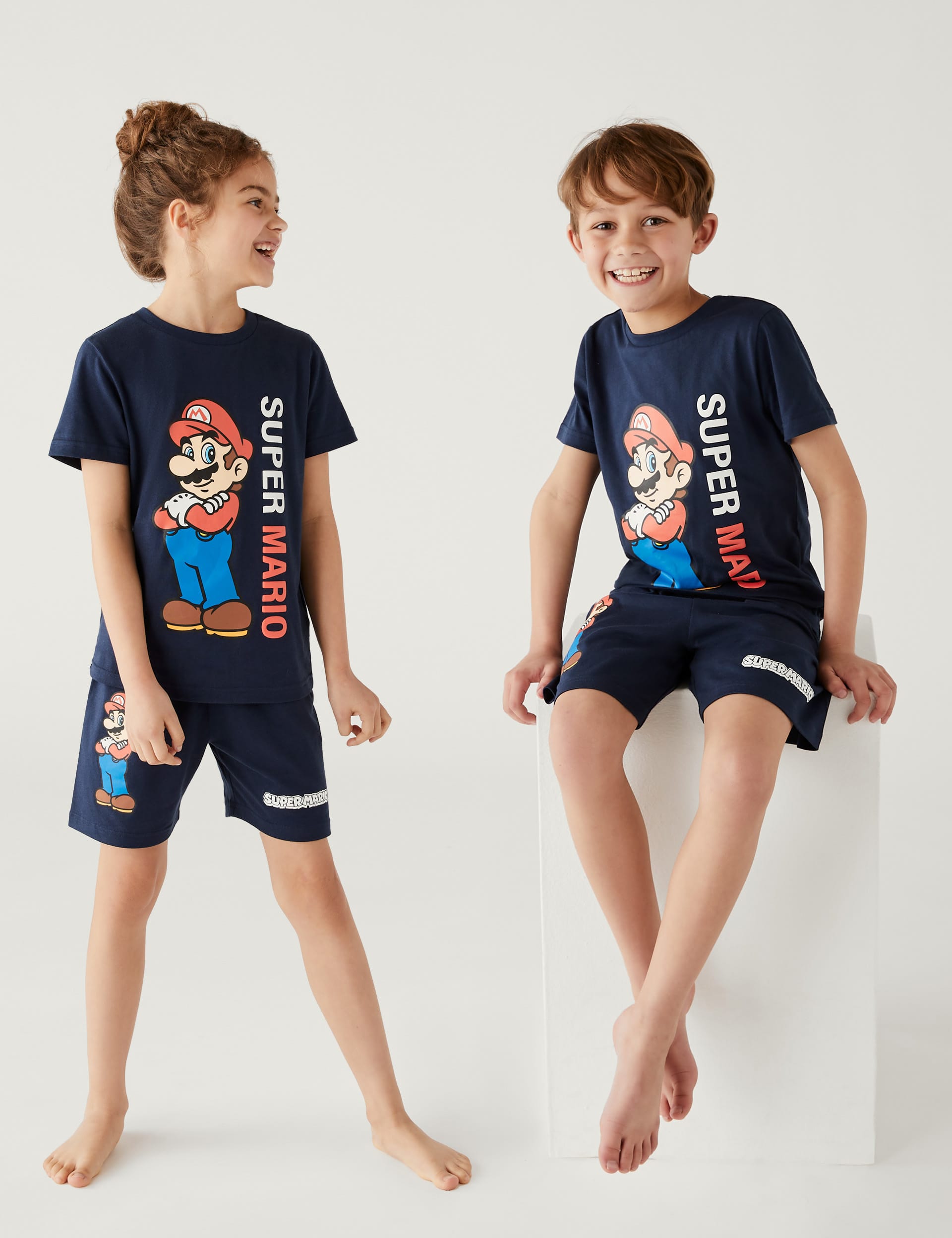 M&S Super Mario Pyjama Set (4-16 Yrs) - 8-9 Y - Navy Mix, Navy Mix