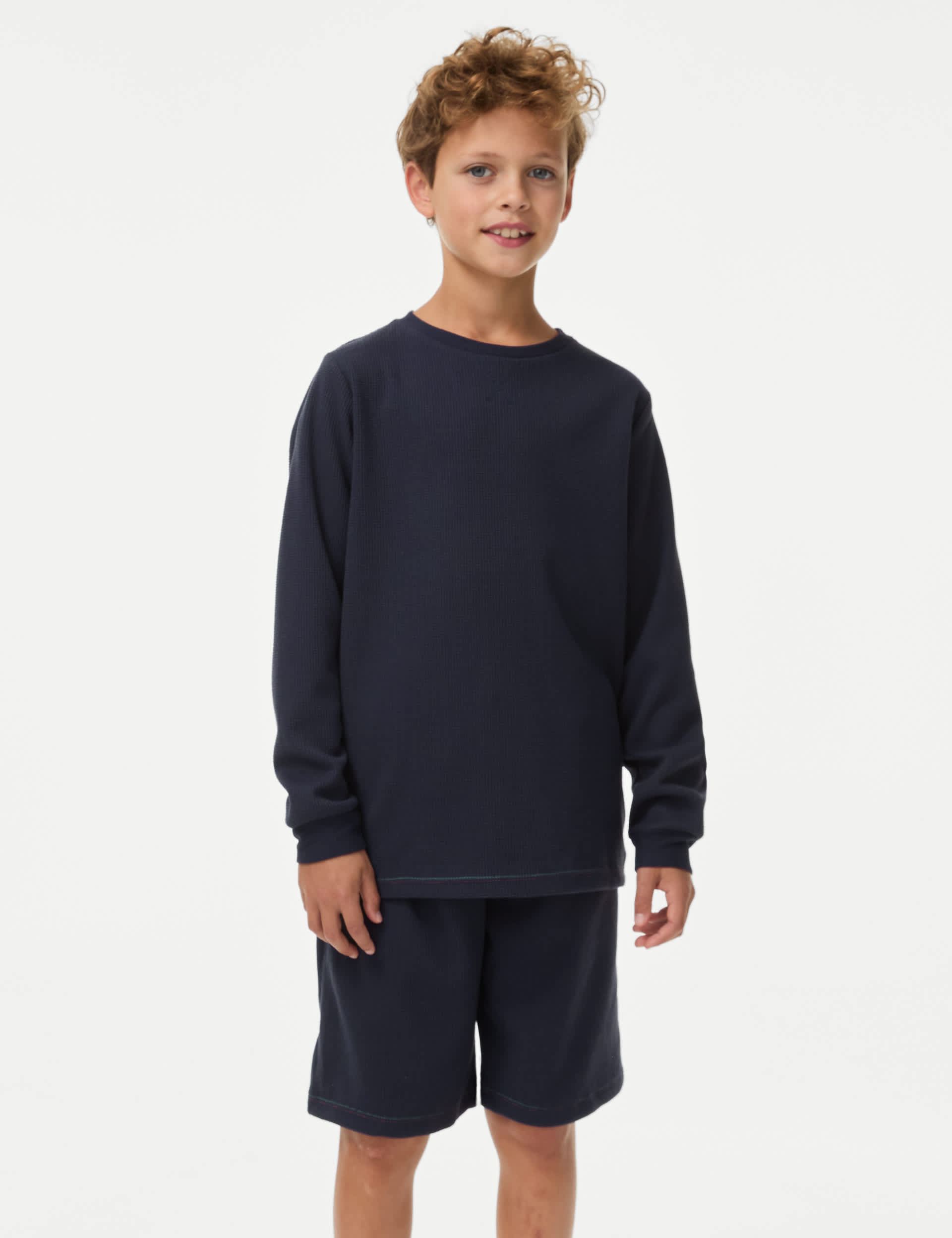 M&S Boys Waffle Pyjamas (6-16 Yrs) - 12-13 - Navy, Navy