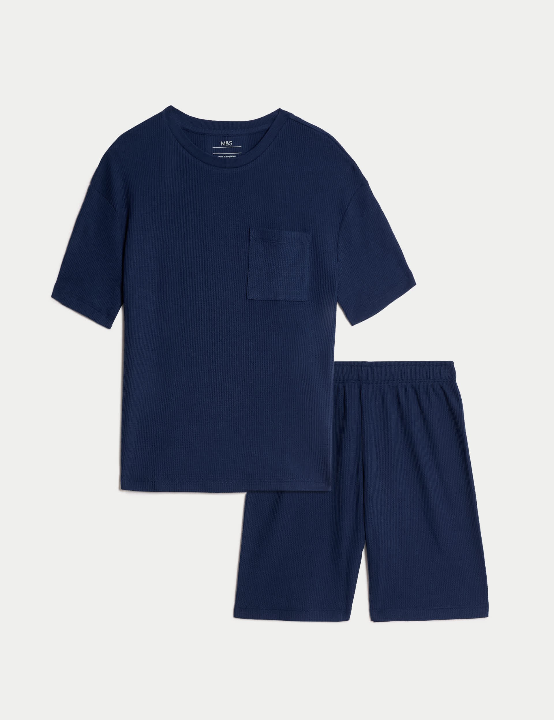 M&S Collection Cotton Blend Waffle Pyjamas (12 Mths-16 Yrs) - 3-4 Y - Indigo, Indigo,Green,Grey