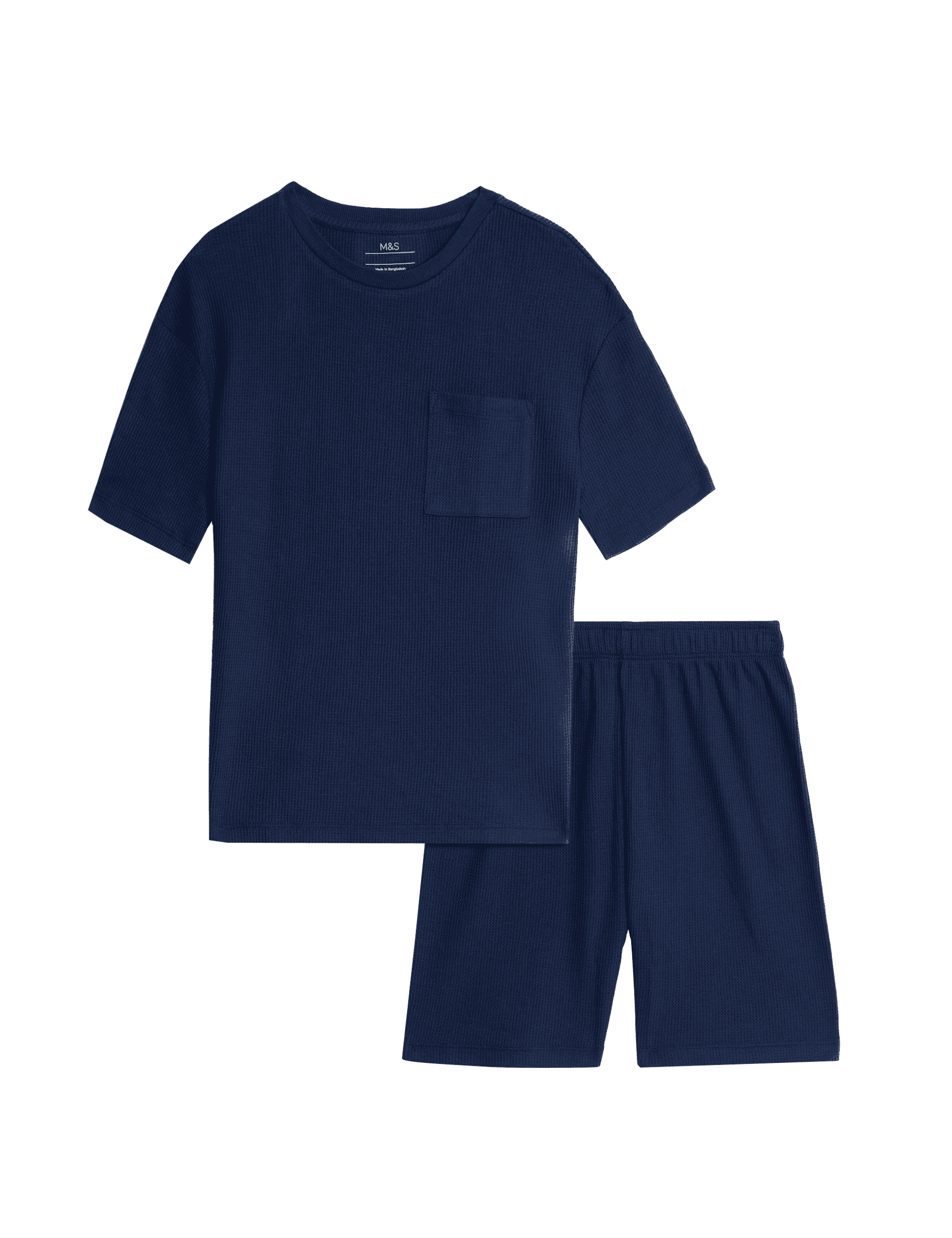 M&S Collection Cotton Blend Waffle Pyjamas (12 Mths-16 Yrs) - 3-4 Y - Indigo, Grey,Green,Indigo