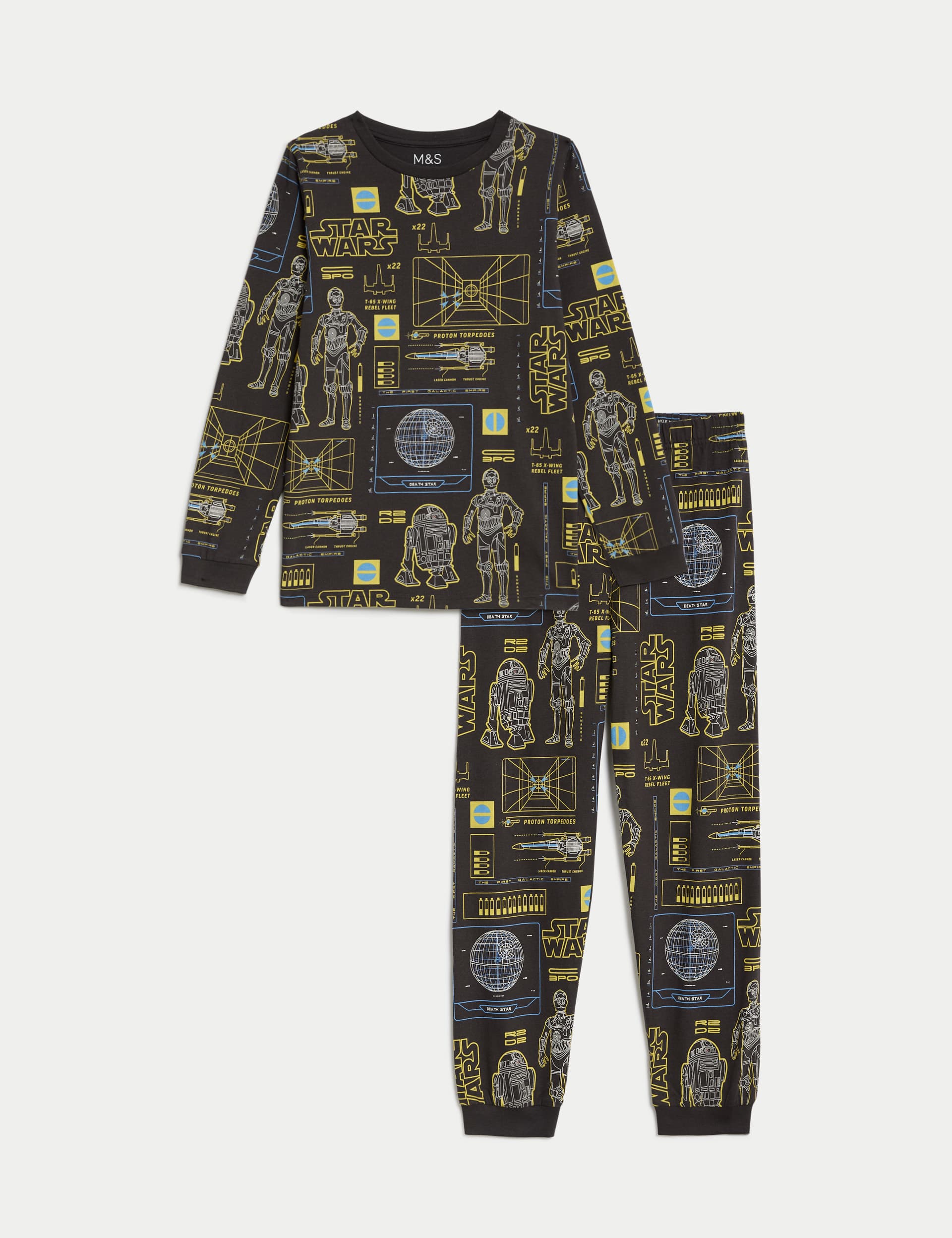 M&S Boys Star Wars Pyjamas (5-14 Yrs) - 7-8 Y - Carbon, Carbon