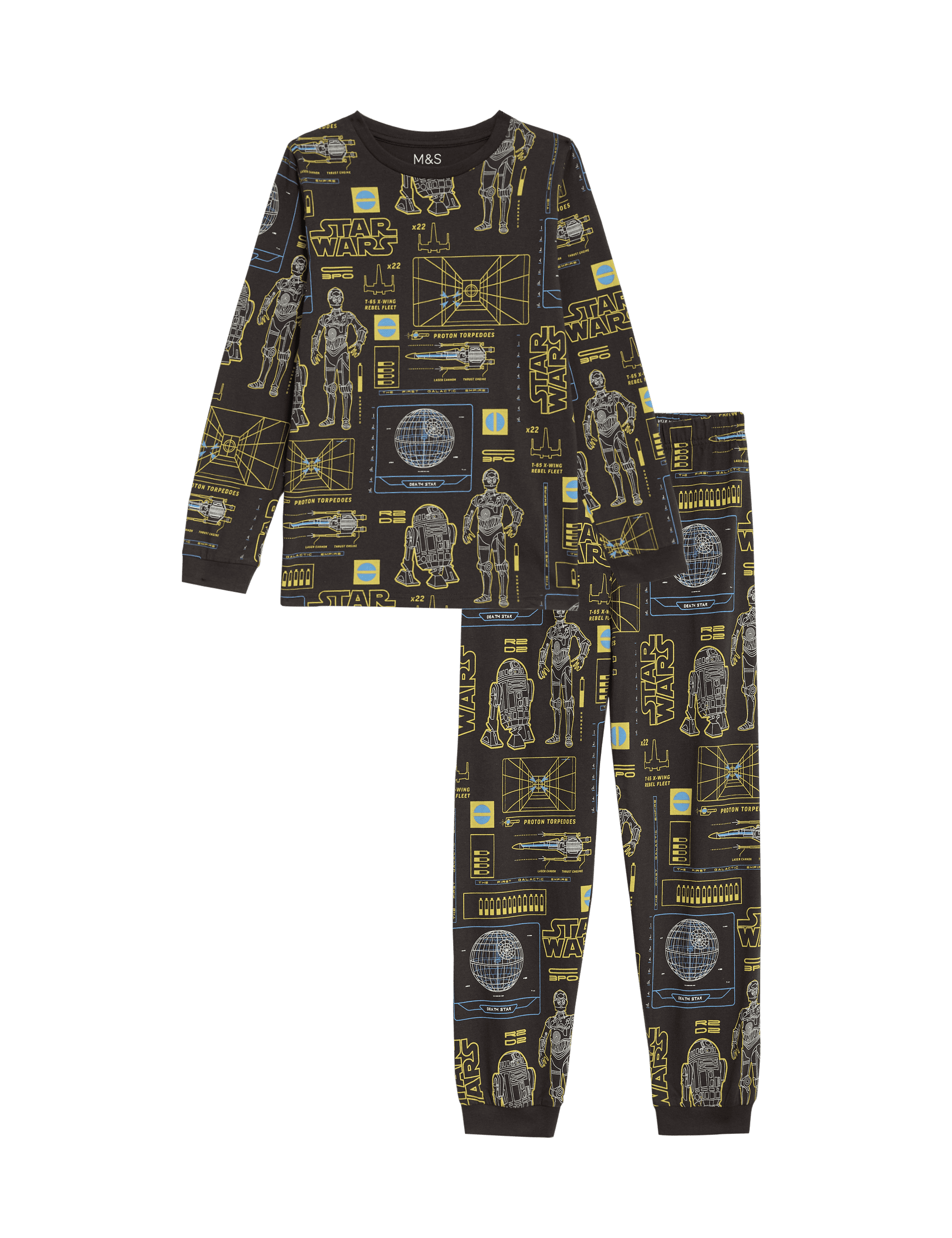 M&S Collection Boys Star Wars Pyjamas (5-14 Yrs) - 8-9 Y - Carbon, Carbon