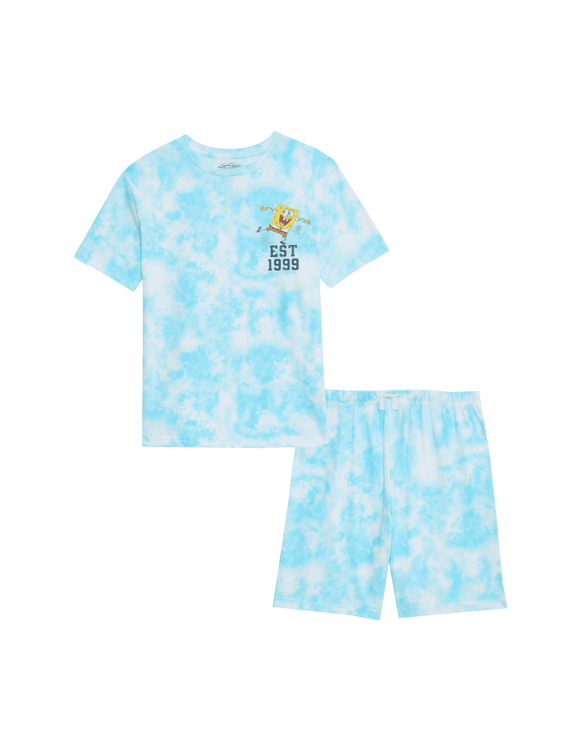 M&S Collection Boys Pure Cotton Spongebob Squarepants Pyjamas (6-16 Yrs) - 15-16 - Blue Mix, Blue M