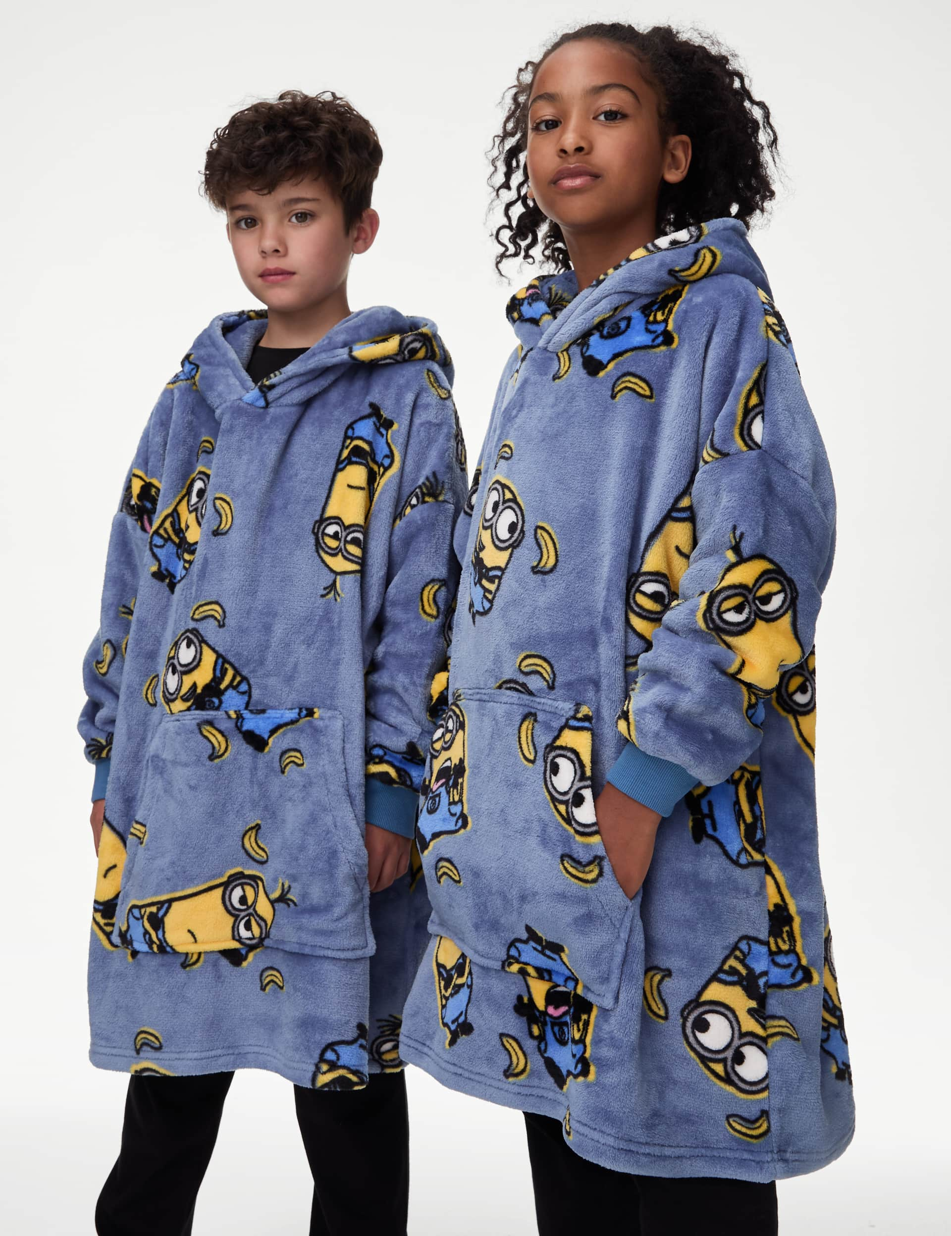 M&S Minions Oversized Hoodie (3-16 Yrs) - 5-6 Y - Light Steel Blue, Light Steel Blue