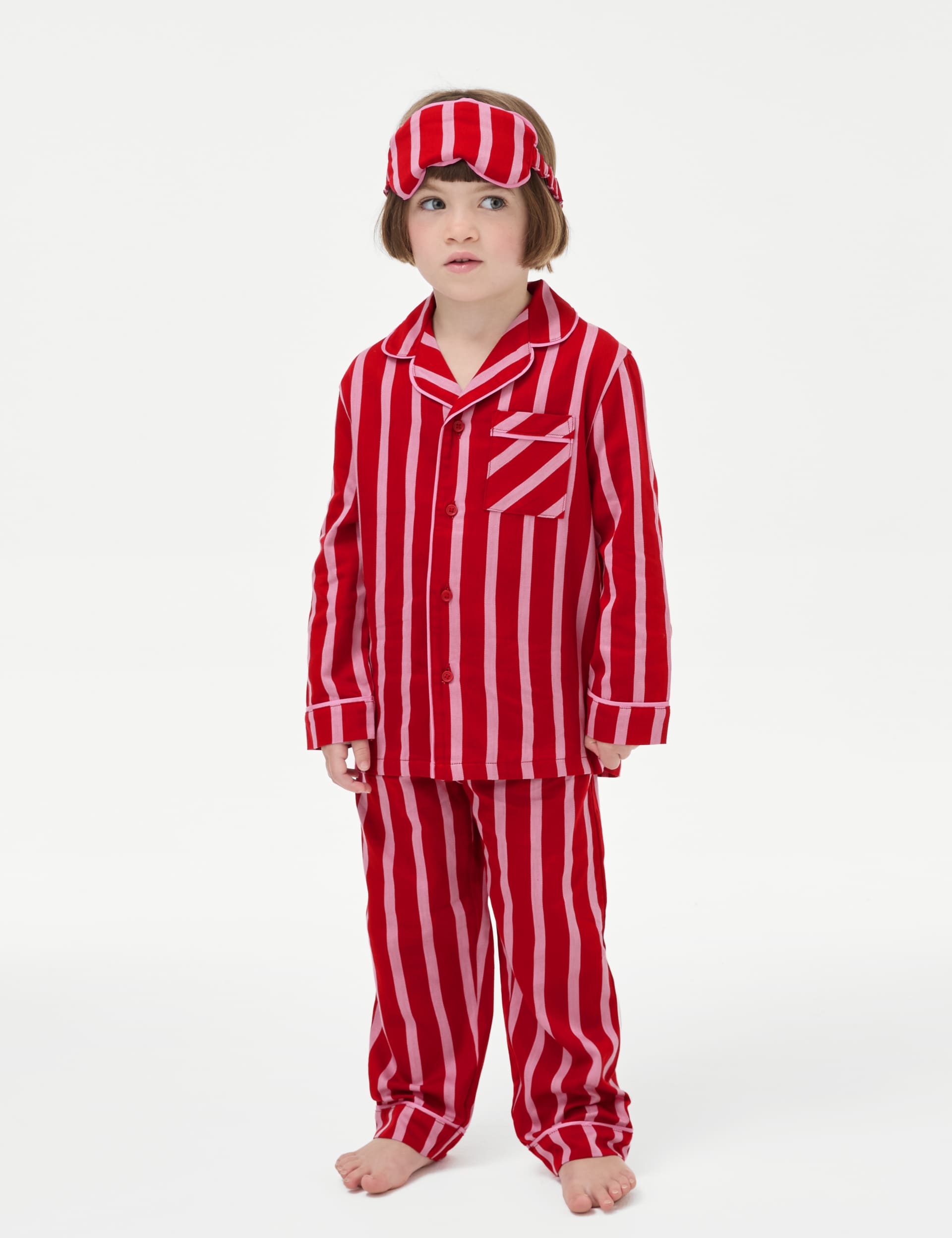 M&S Kids Candy Striped Family Christmas Pyjama Set (1-16 Yrs) - 3-4 Y - Pink Mix, Pink Mix