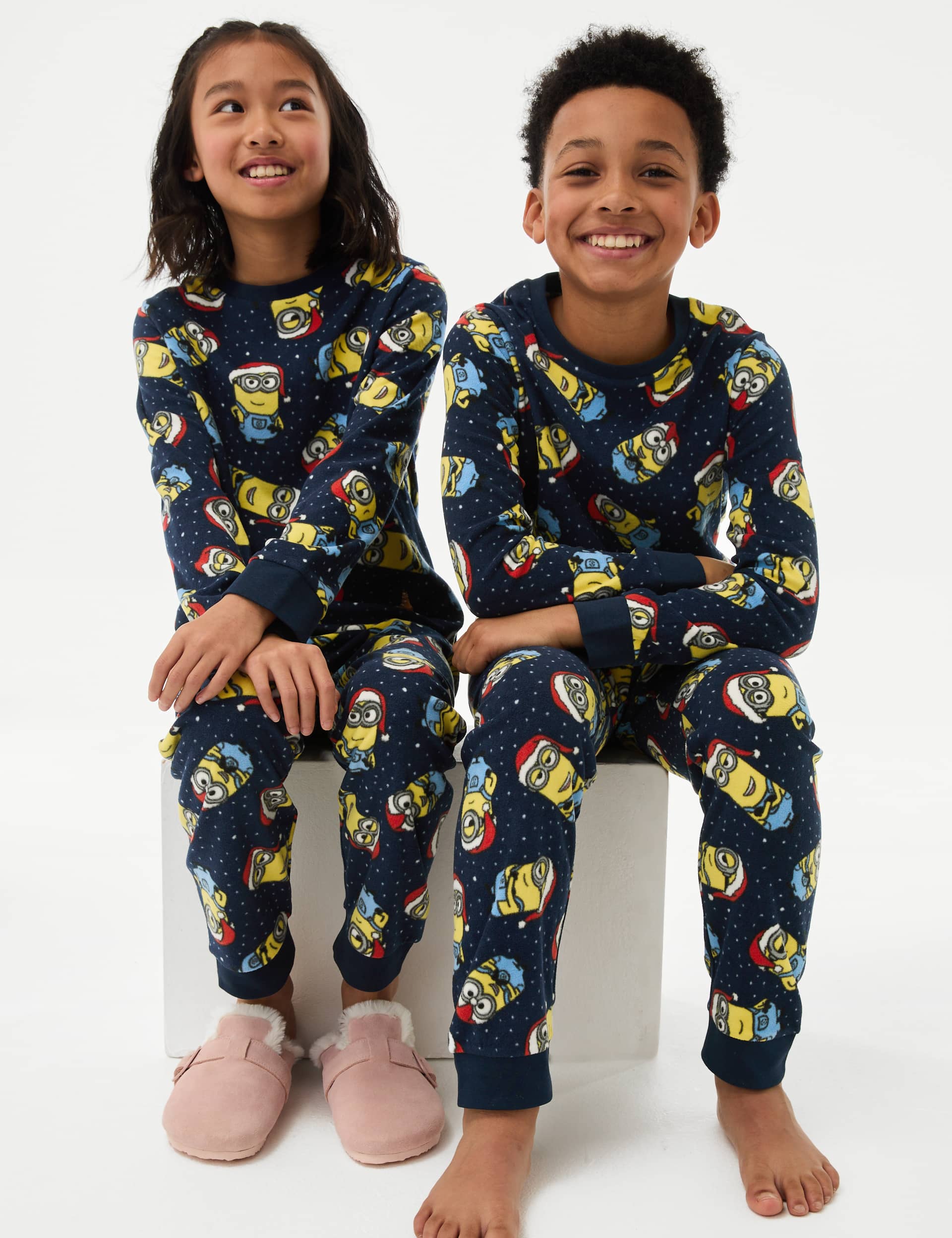 M&S Boys Despicable Me Fleece Minions Pyjamas (3-16 Yrs) - 7-8 Y - Indigo, Indigo