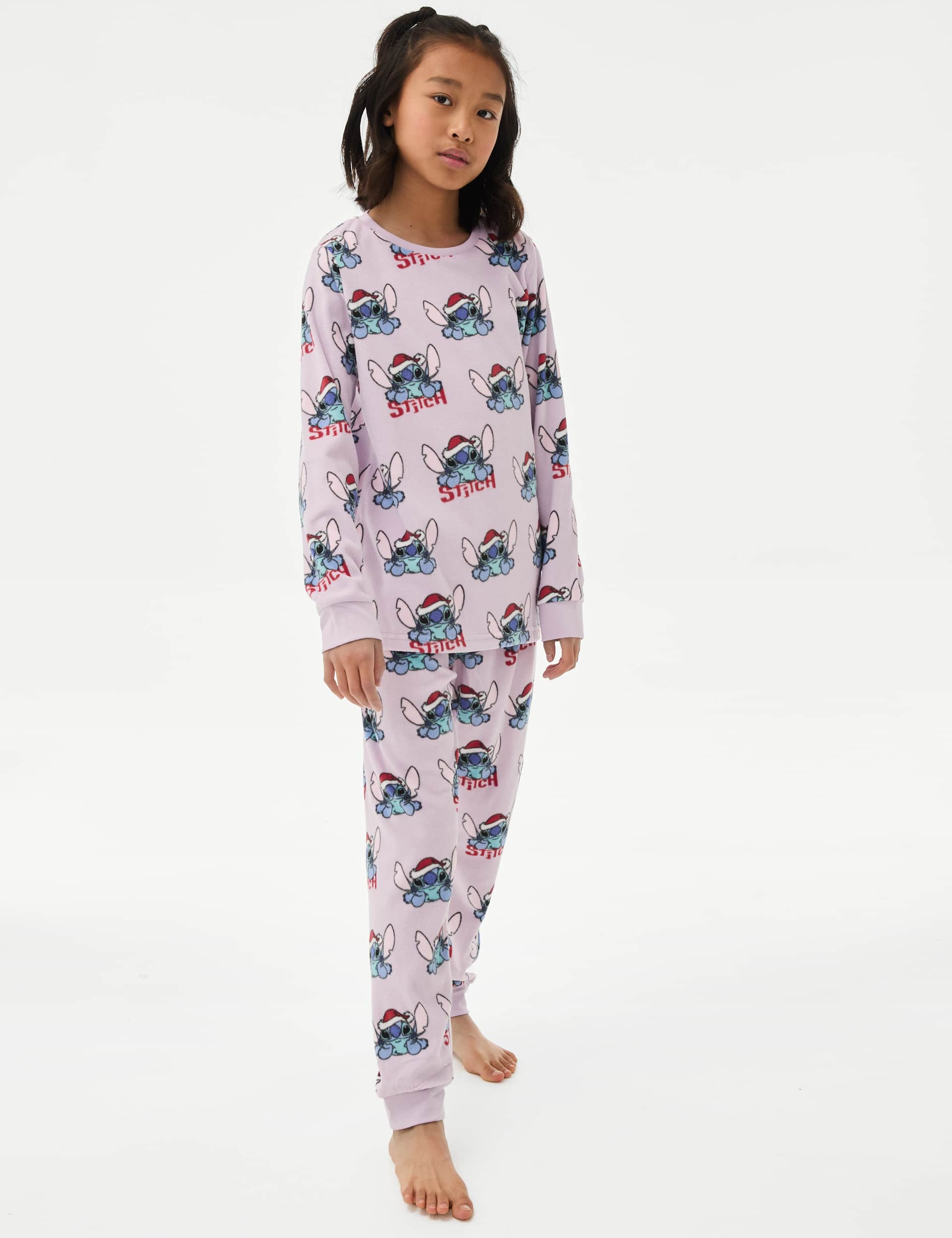 M&S Girls Lilo & Stitch Christmas Fleece Pyjamas (6-16 Yrs) - 11-12 - Lavender, Lavender