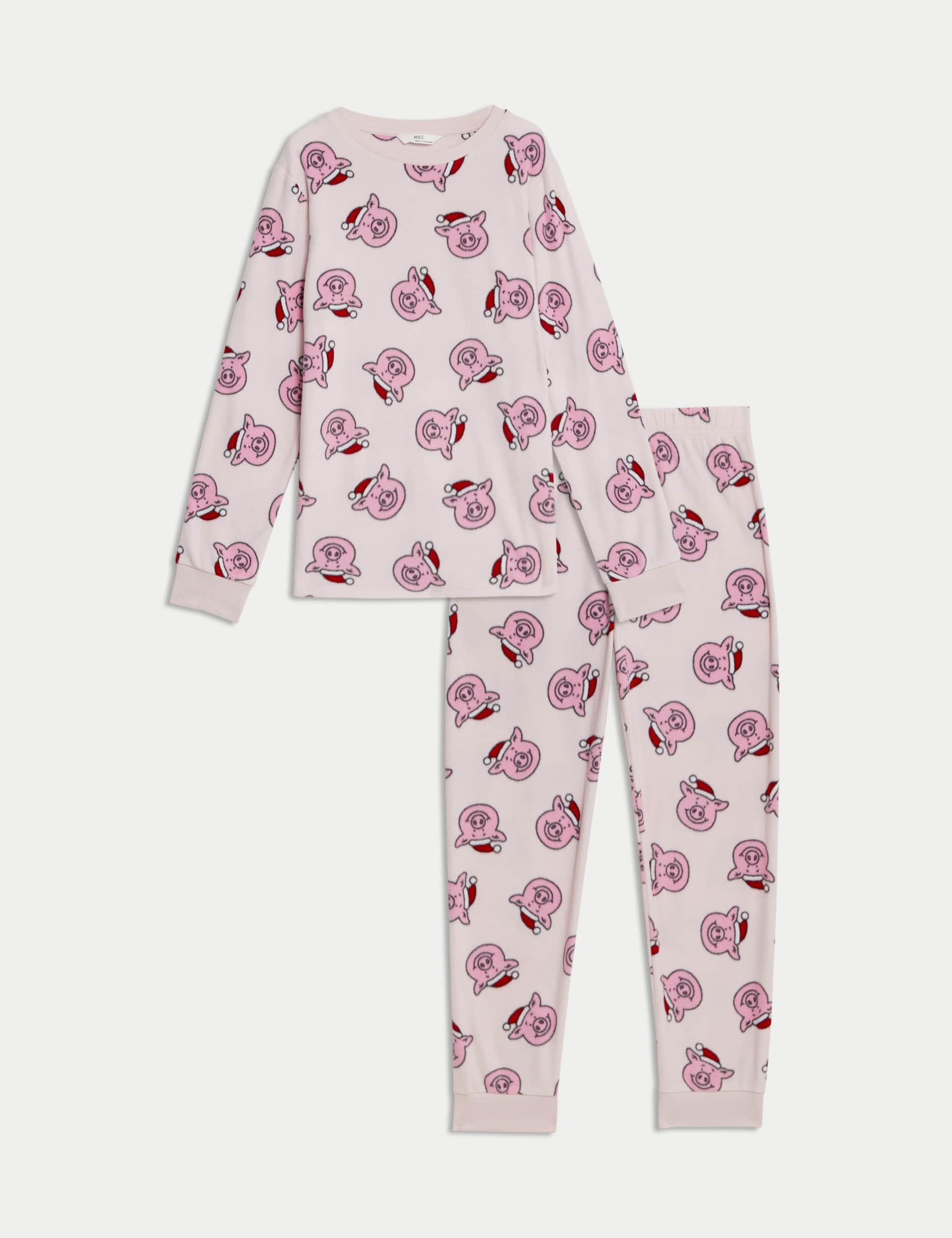 M&S Girls Fleece Percy Pig Pyjamas (1-16 Yrs) - 13-14 - Light Pink, Light Pink