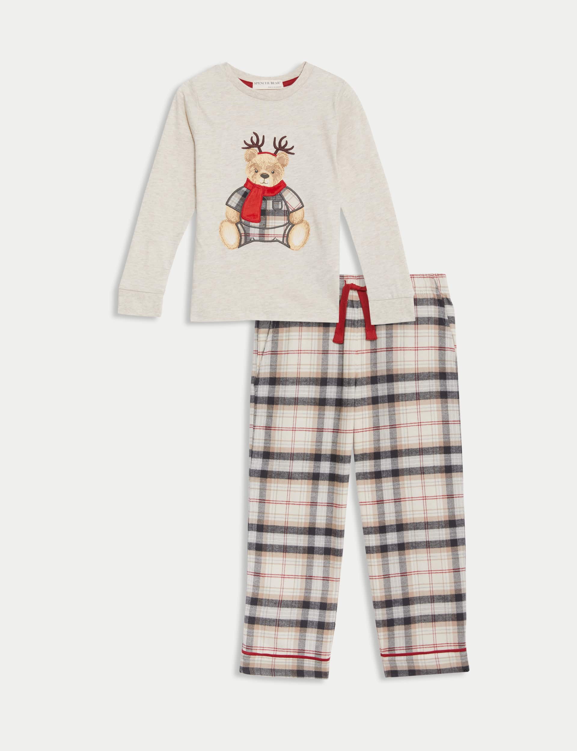 Kids Spencer Bear Family Christmas Pyjamas (1-16 Yrs) - 3-4 Y - Oatmeal Mix, Oatmeal Mix