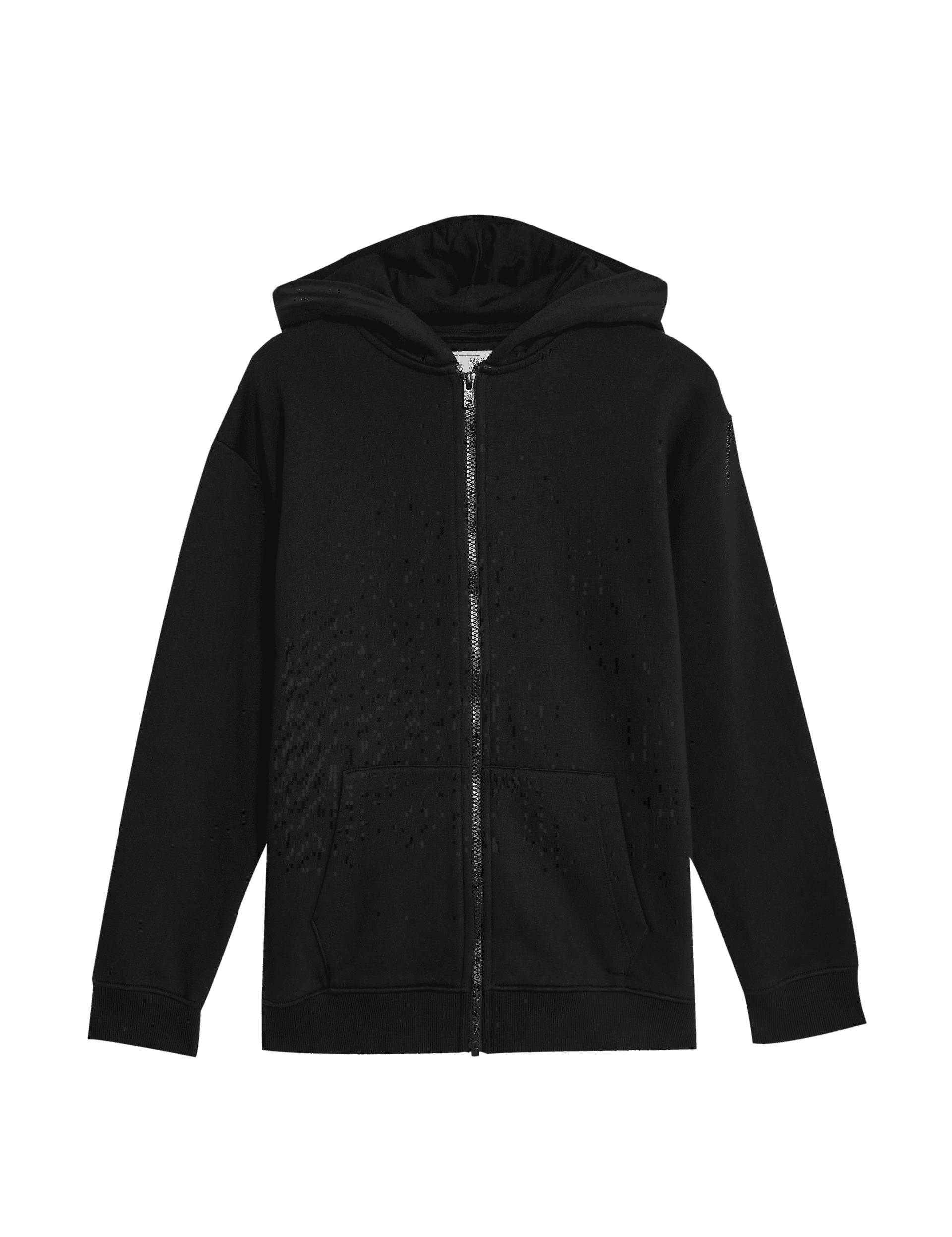 M&S Collection Boys Unisex Cotton Rich Zip Through Hooded (6-16 Yrs) - 8-9 Y - Navy, Black,Navy