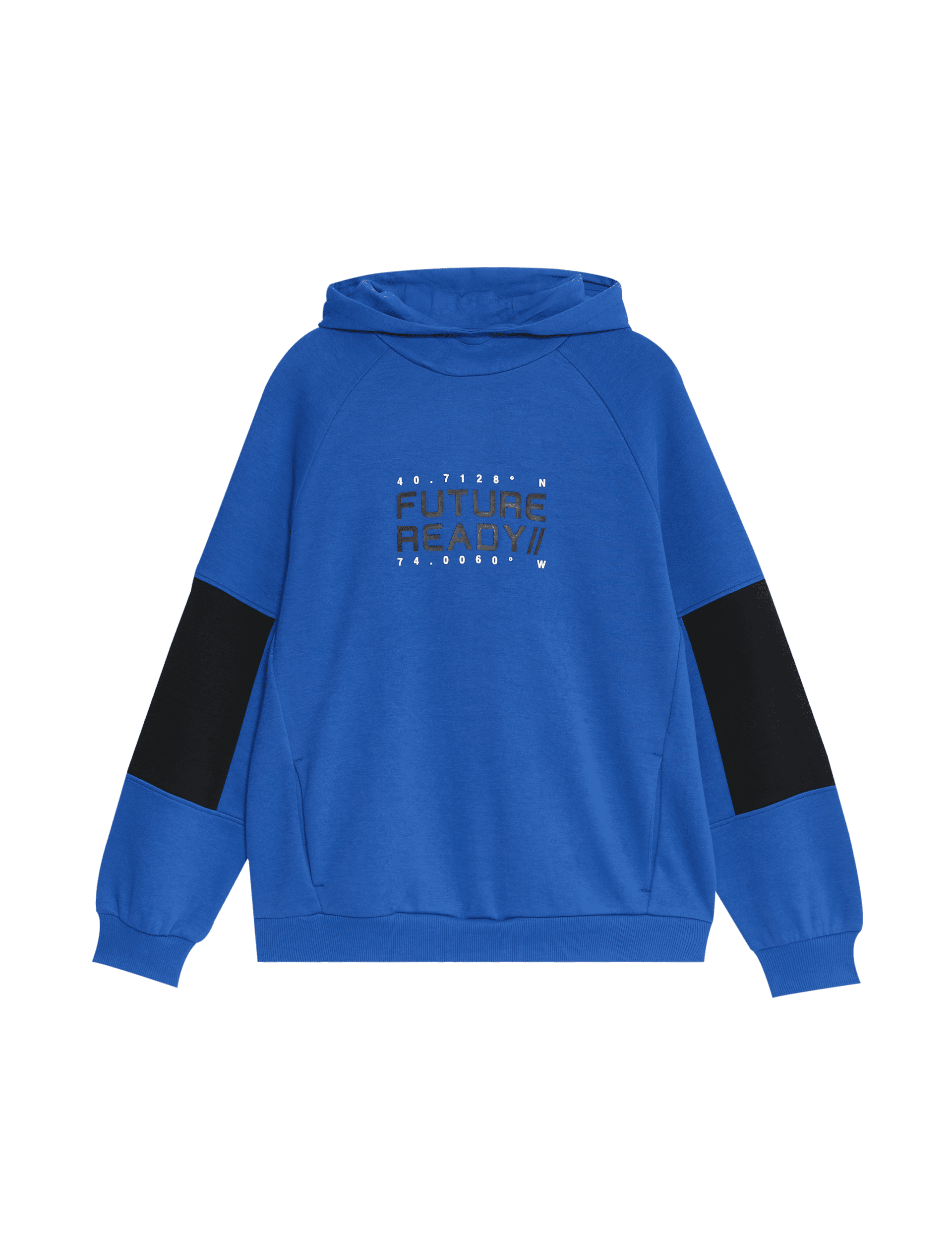 M&S Collection Boys Cotton Rich 'Future Ready' Slogan Hoodie (6-16 Yrs) - 8-9 Y - Cobalt, Cobalt