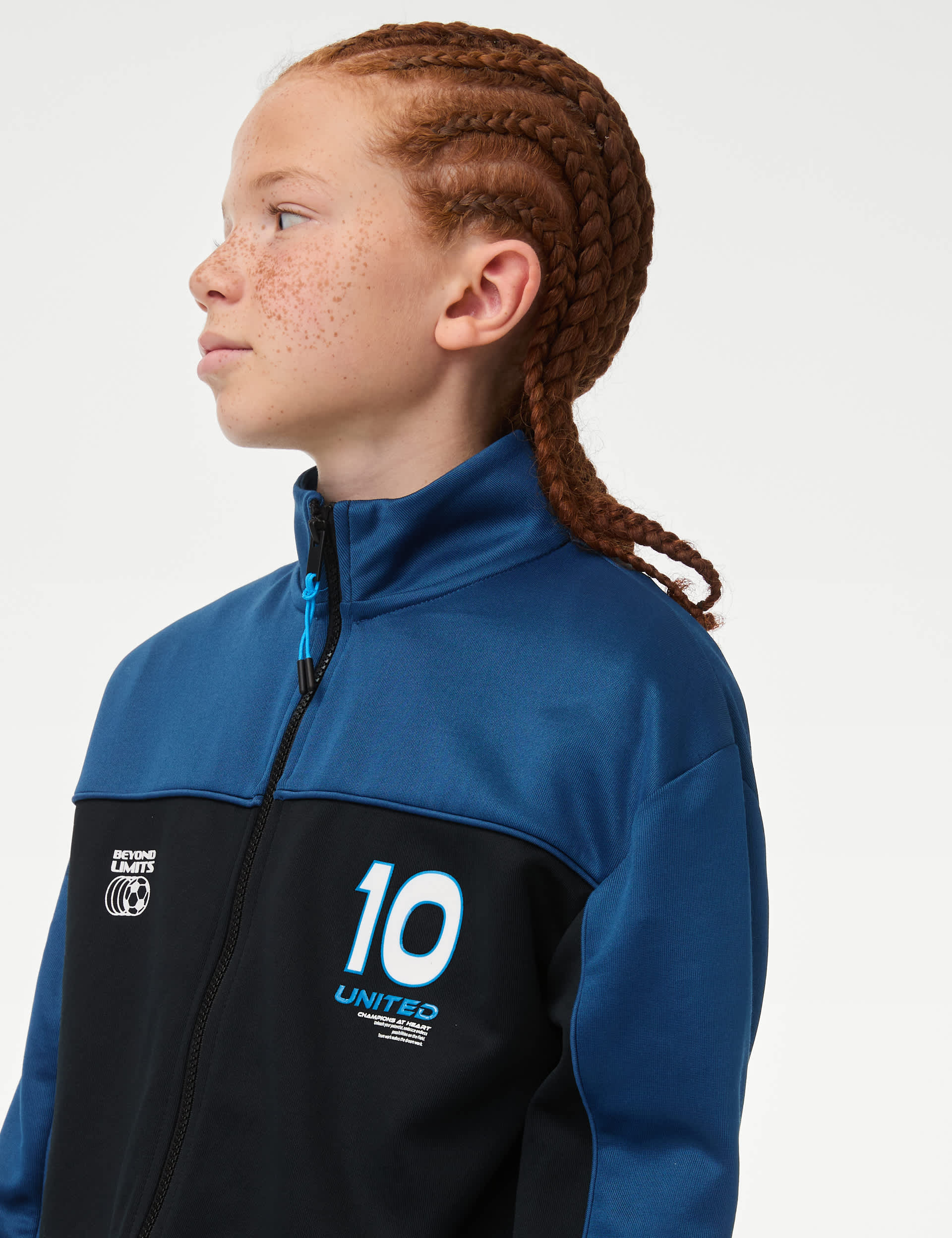 M&S Collection Zip Sports Fleece Jacket (6-16 Yrs) - 8-9 Y - Multi, Multi