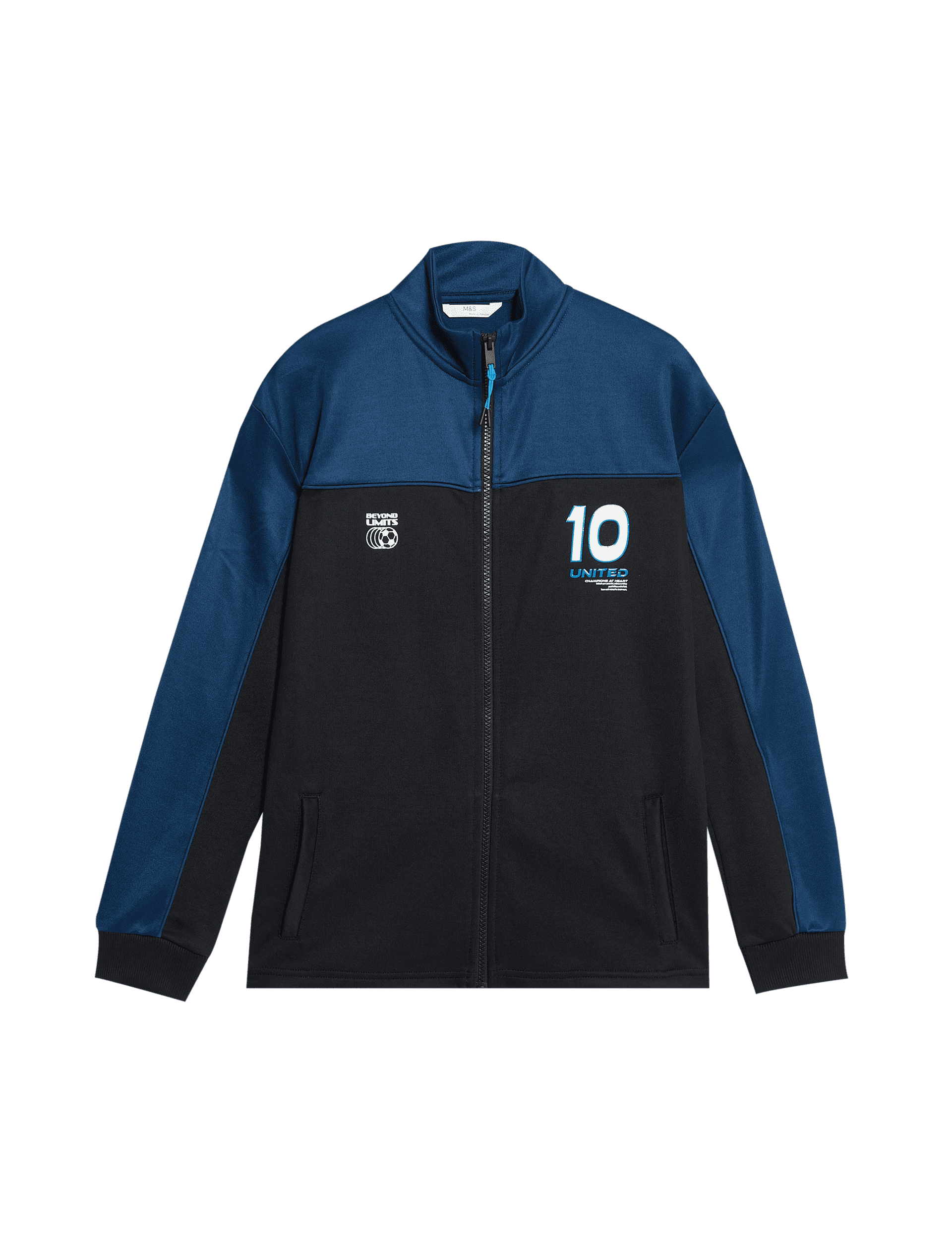 M&S Collection Zip Sports Fleece Jacket (6-16 Yrs) - 8-9 Y - Multi, Multi