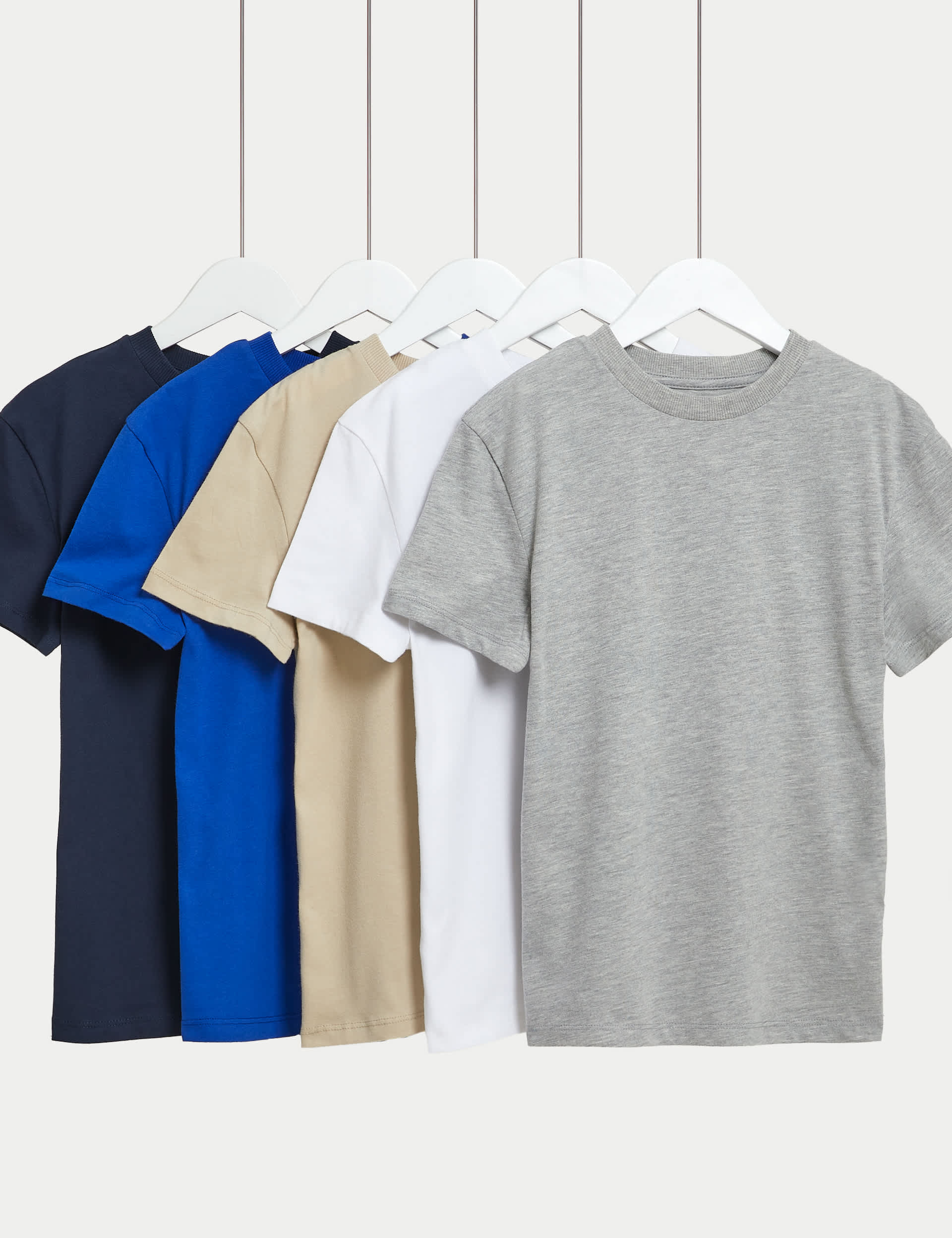 M&S Boys 5pk Cotton Rich Plain T-Shirts (6-16 Yrs) - 13-14 - Multi, Multi