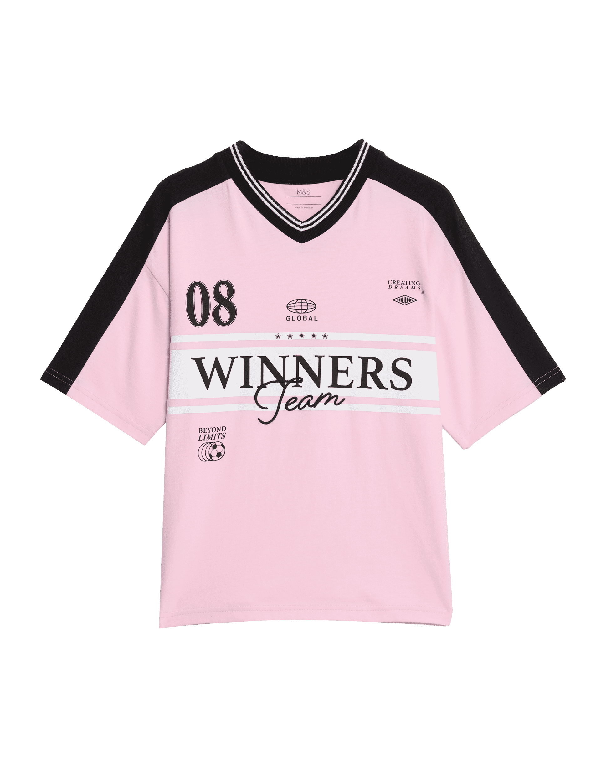 M&S Collection Boys Pure Cotton Football Graphic T-Shirt (6-16 Yrs) - 10-11 - Pink, Pink