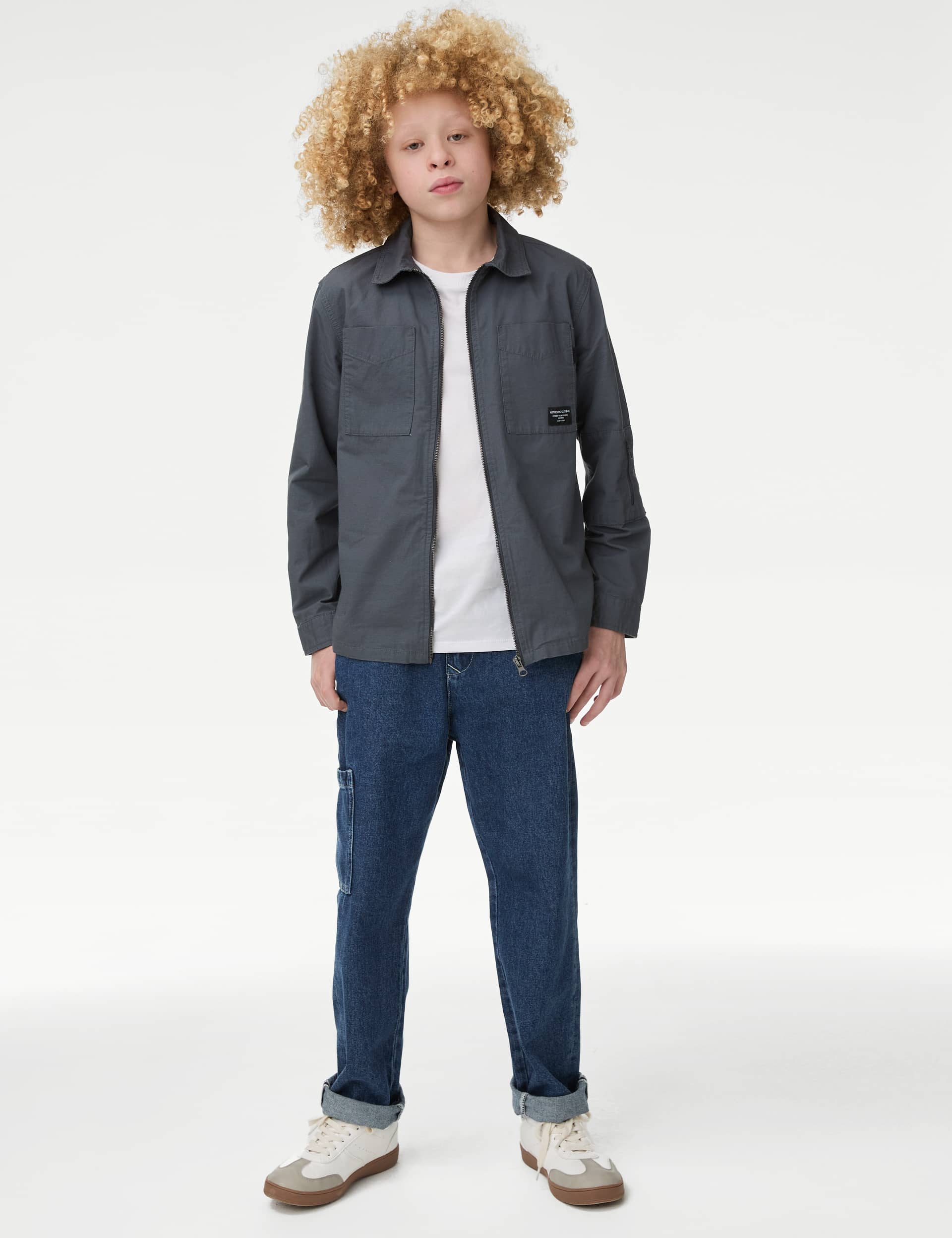 M&S Collection Boys Pure Cotton Ripstop Shirt (2-16 Yrs) - 4-5 Y - Carbon, Carbon