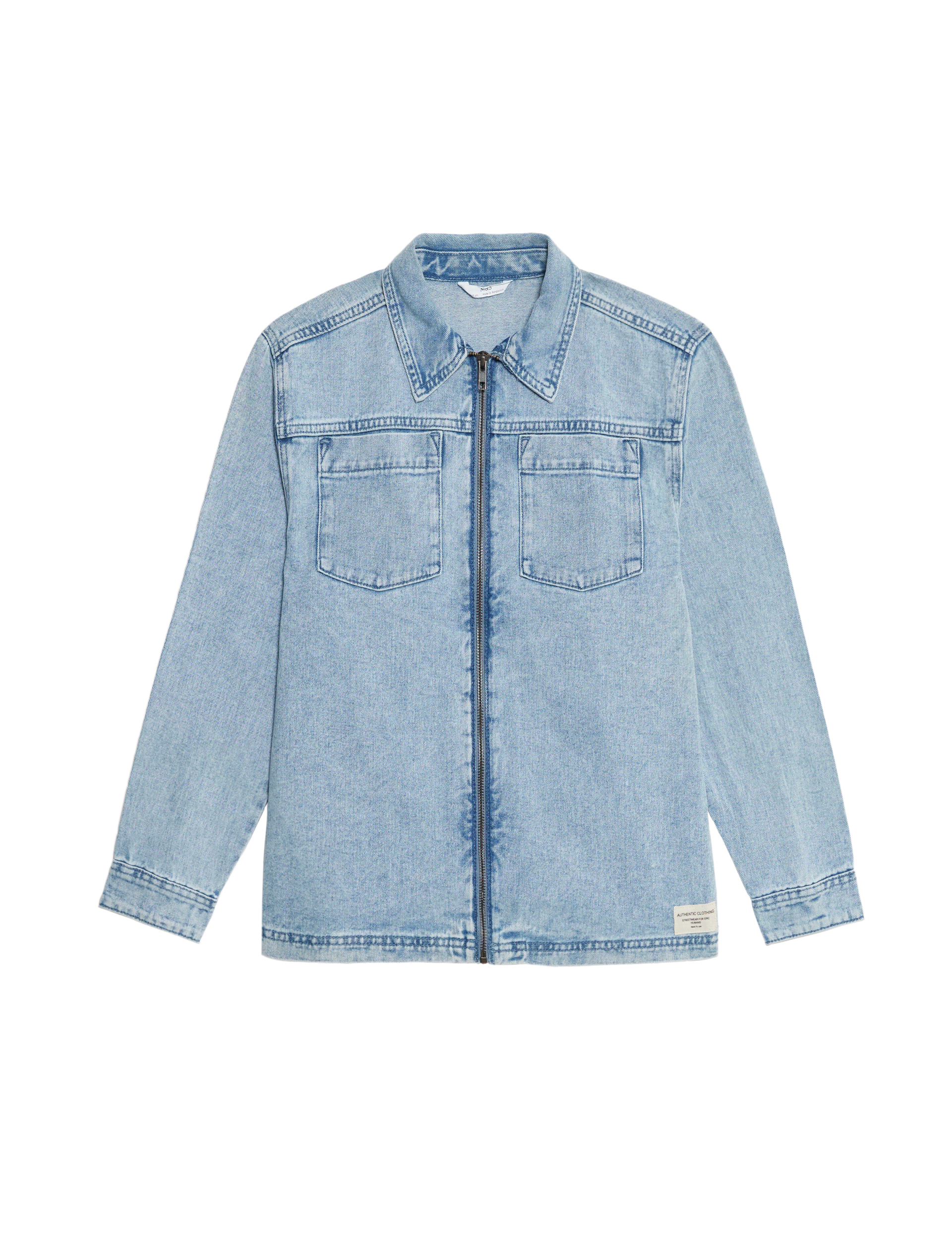 M&S Collection Boys Denim Zip Shirt (2-16 Yrs) - 3-4 Y - Light Denim, Light Denim