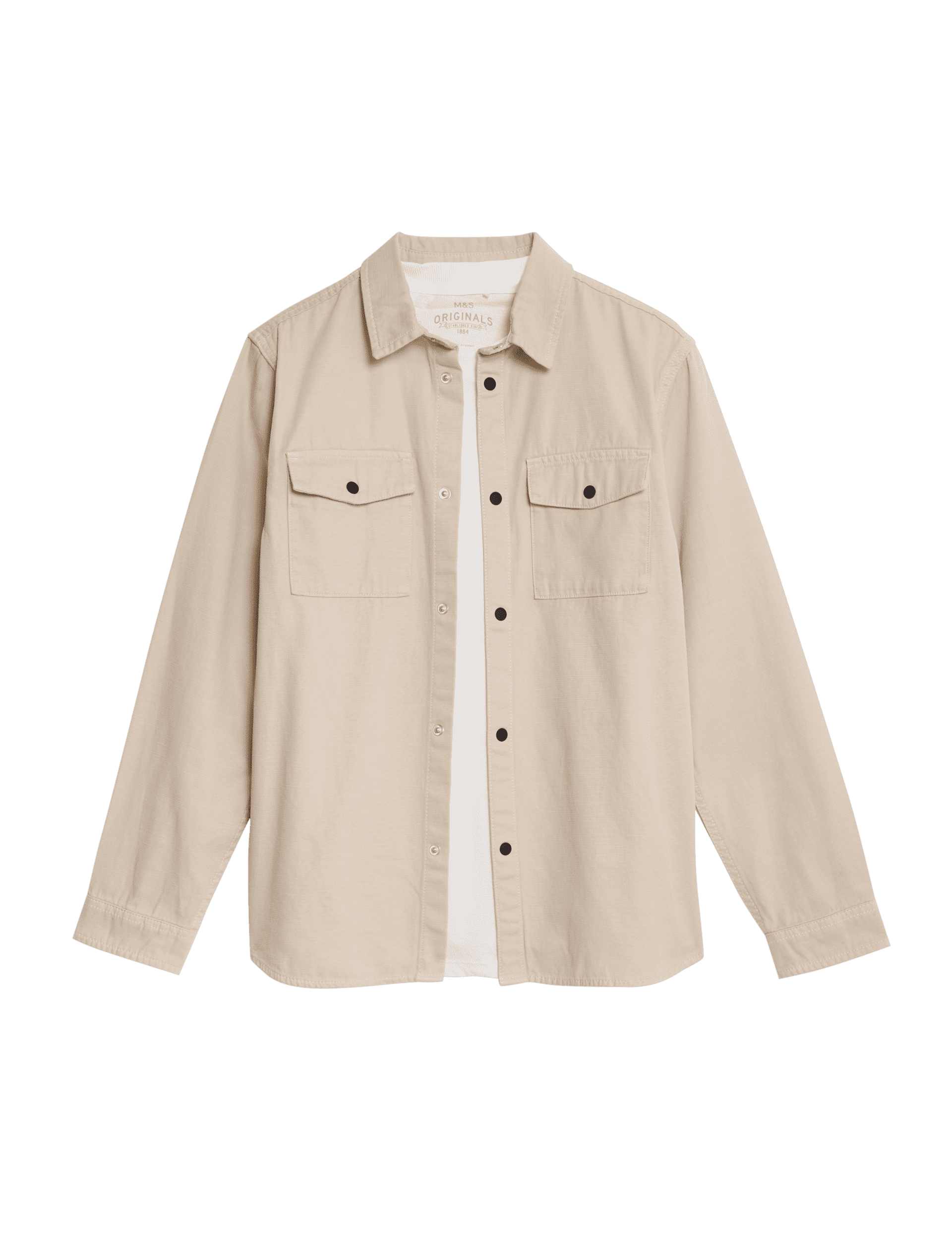 M&S Collection Boys Pure Cotton Shirt & T-Shirt Set (6-16 Yrs) - 15-16 - Oatmeal, Oatmeal