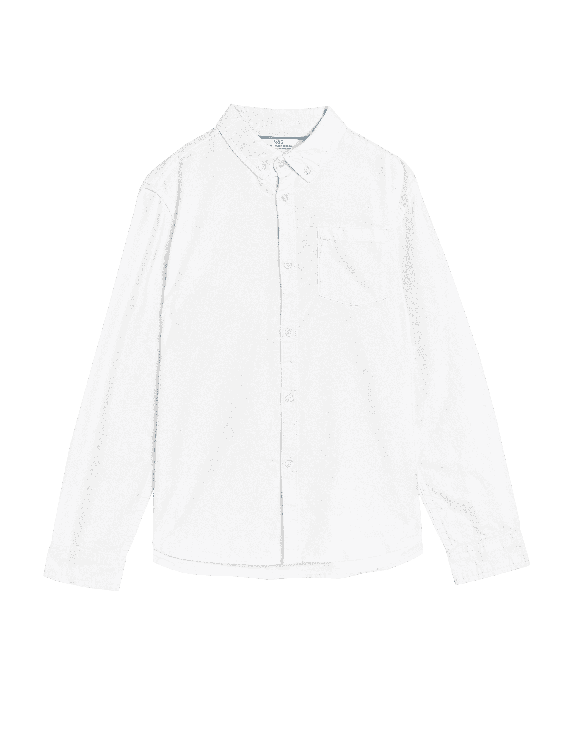 M&S Collection Boys Pure Cotton Oxford Shirt (6-16 Yrs) - 11-12 - White, White