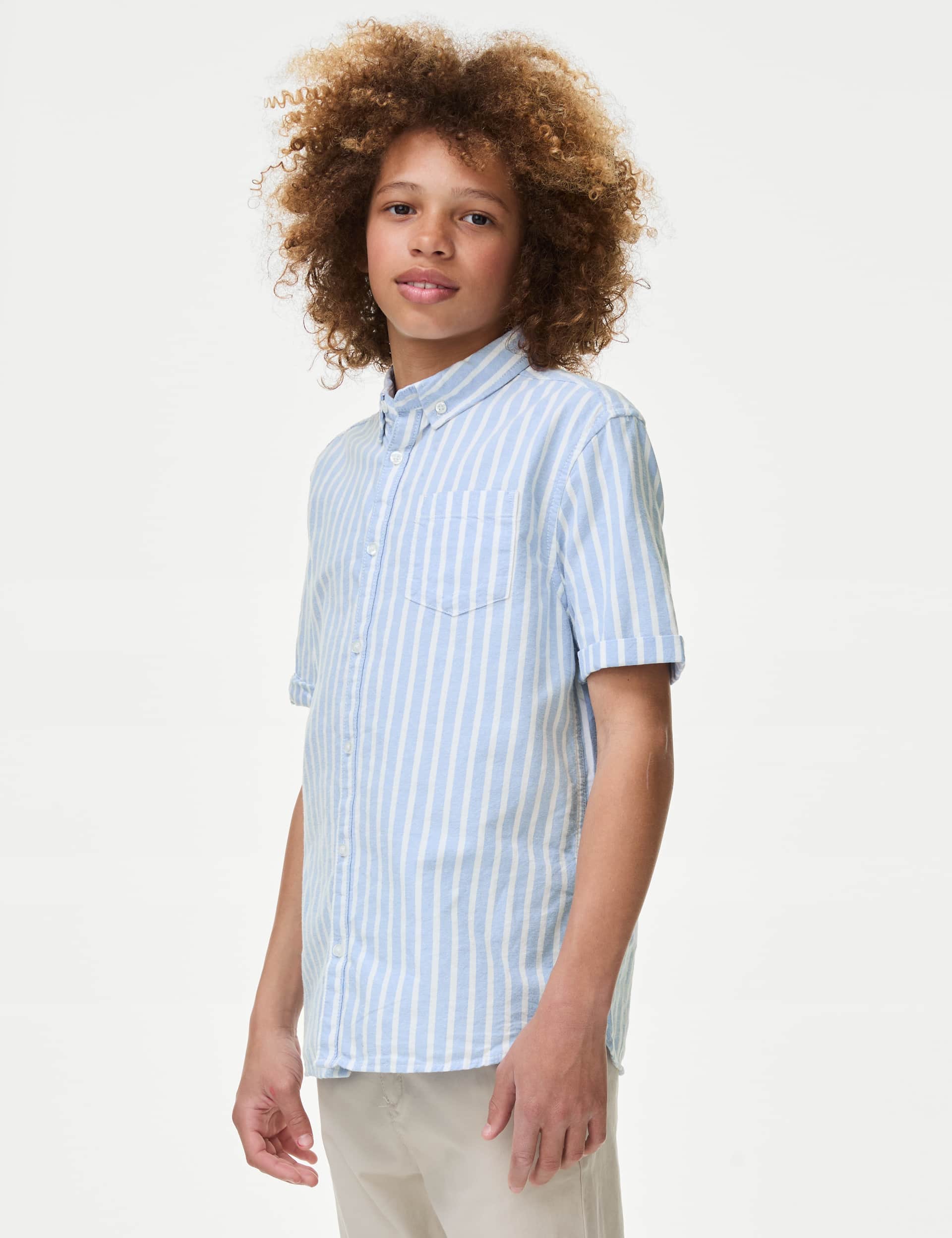 M&S Boys Pure Cotton Striped Shirt (6-16 Yrs)