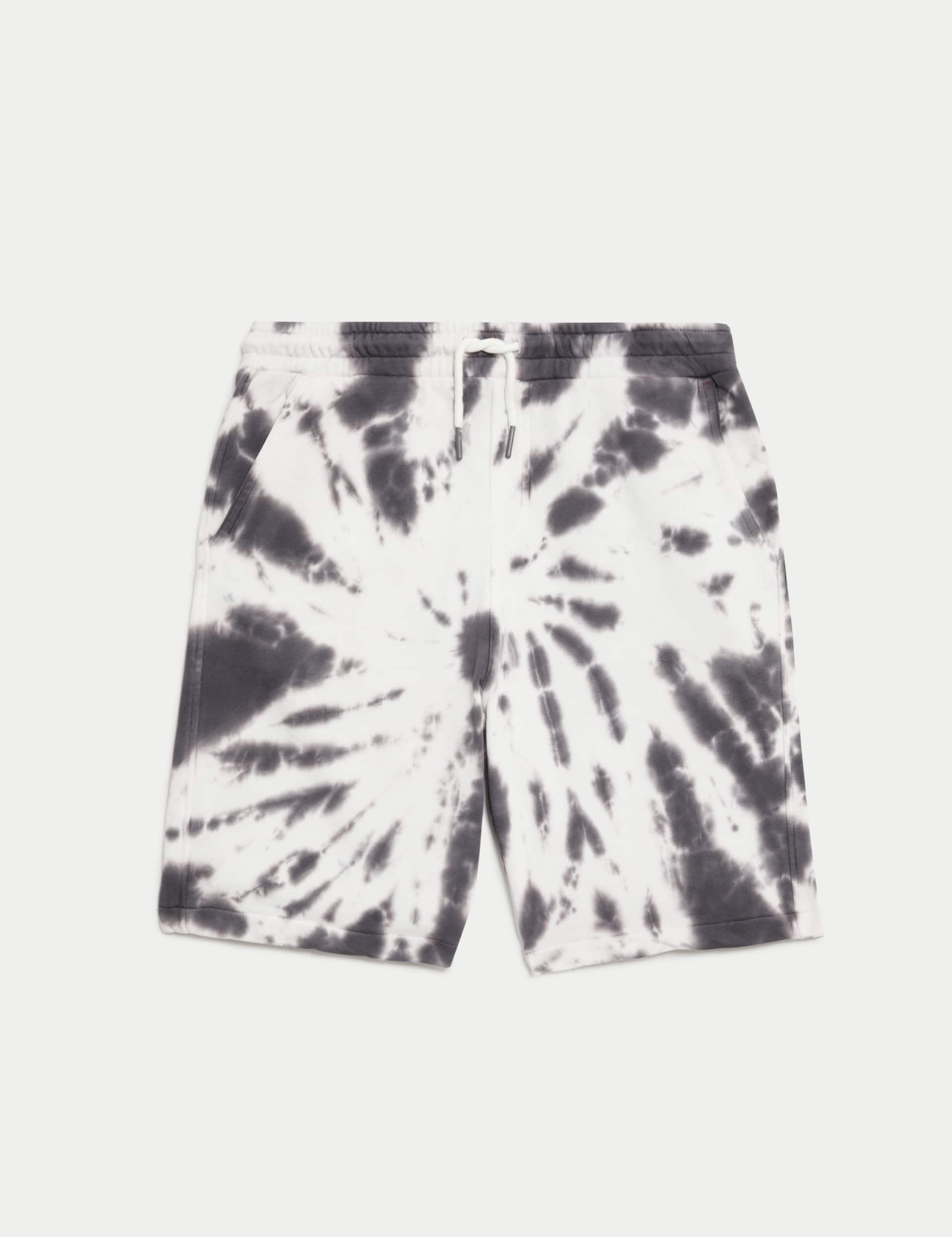 M&S Boys Pure Cotton Tie Dye Shorts (6-16 Yrs) - 14-15 - Grey Mix, Grey Mix