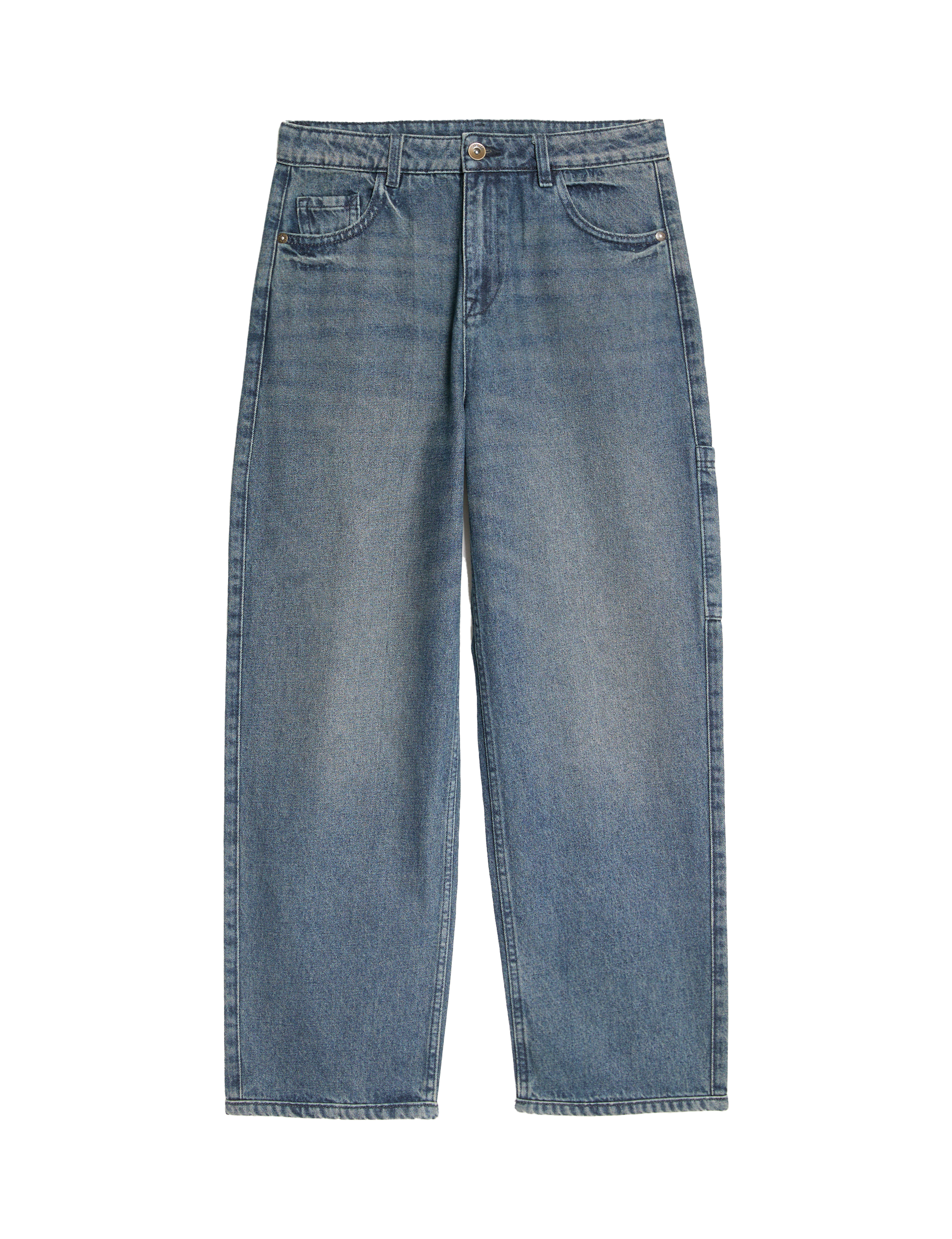 M&S Collection Boys Pure Cotton Relaxed Jeans With Side Pocket (6-16 Yrs) - 11-12 - Blue, Blue,Light