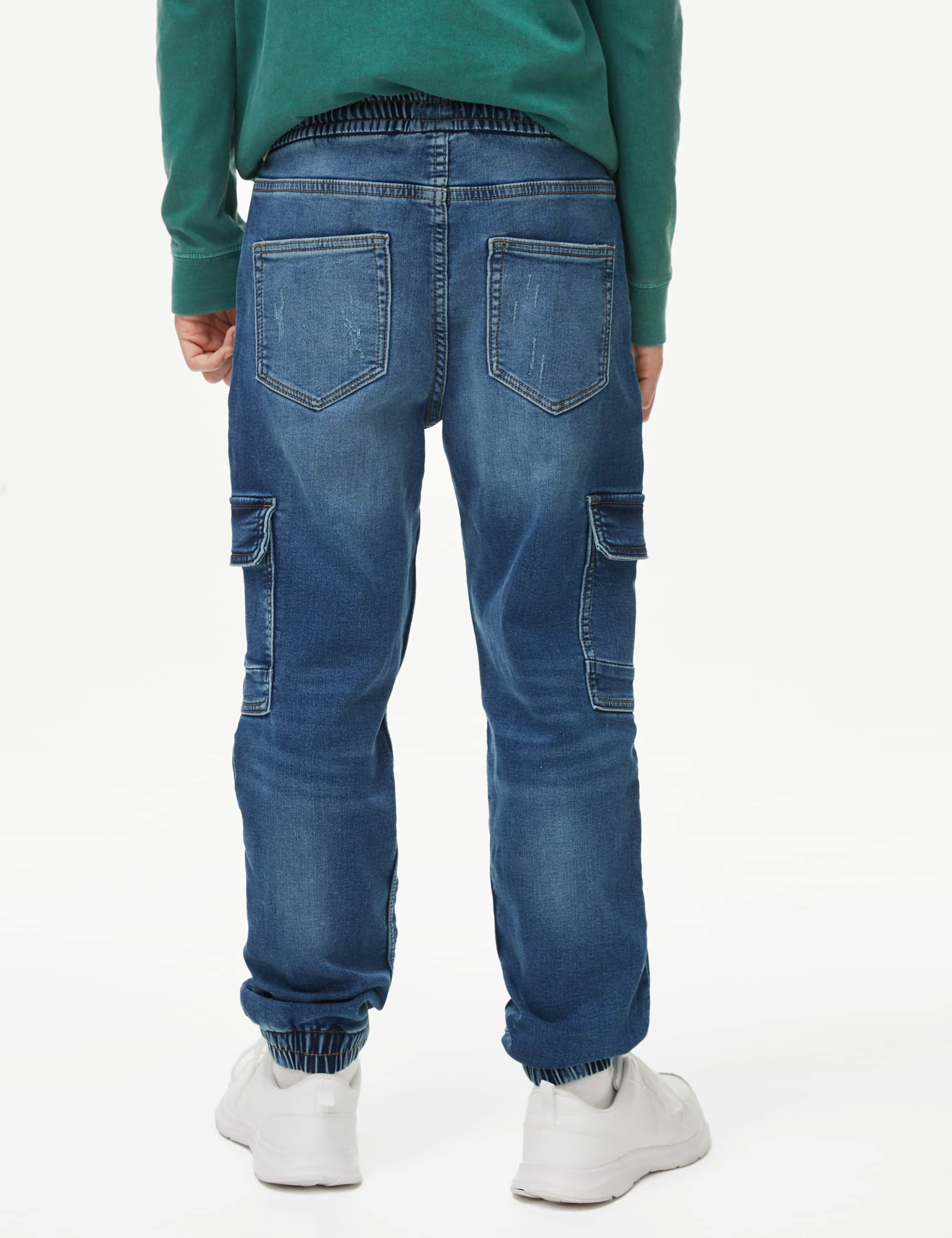 M&S Collection Boys Denim Cargo Joggers (6-16 Yrs) - 12-13, Denim