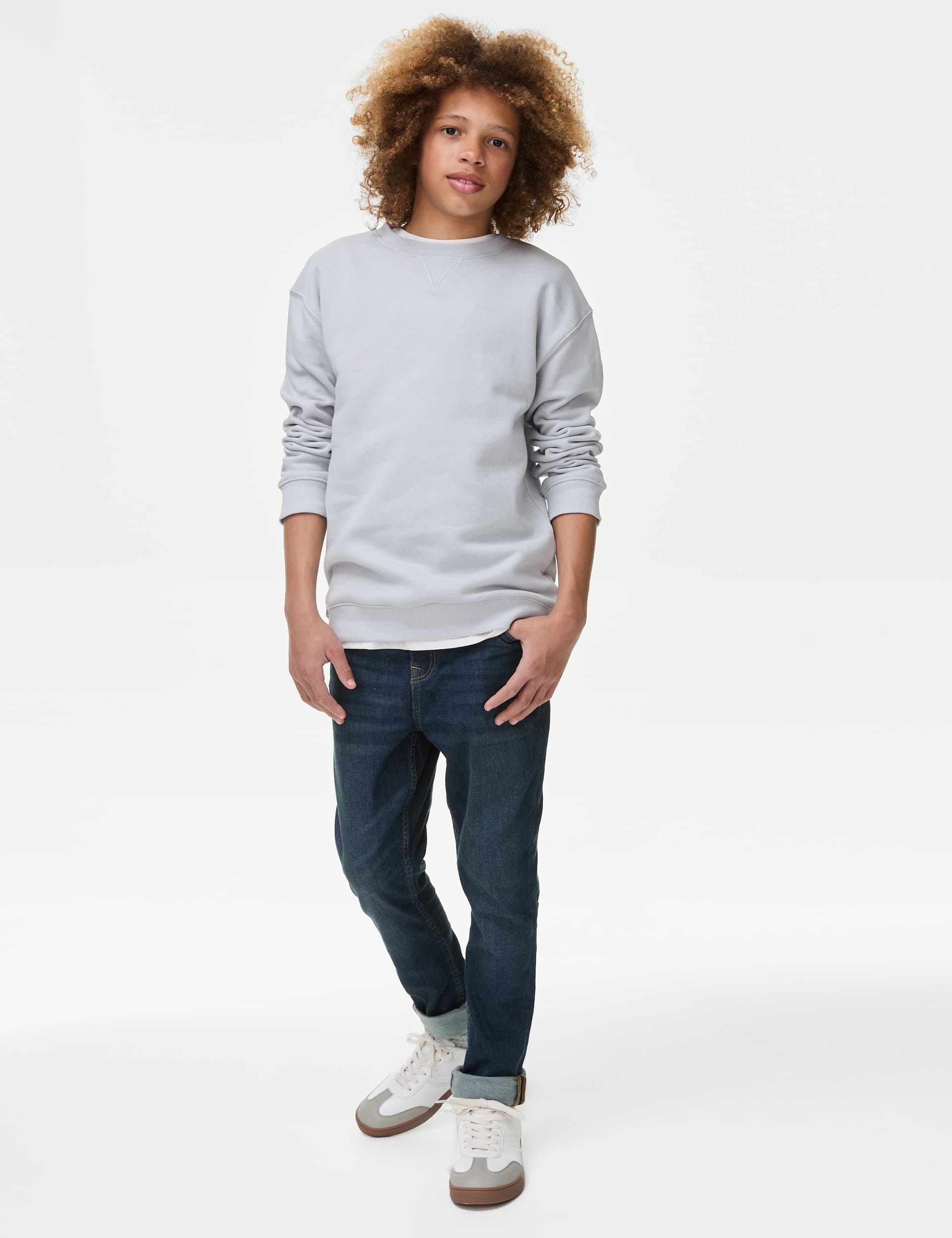 M&S Boys The Smith Skinny Fit Cotton with Stretch Jeans (3-16 Yrs) - 13-14 - Dark Indigo, Blue Denim