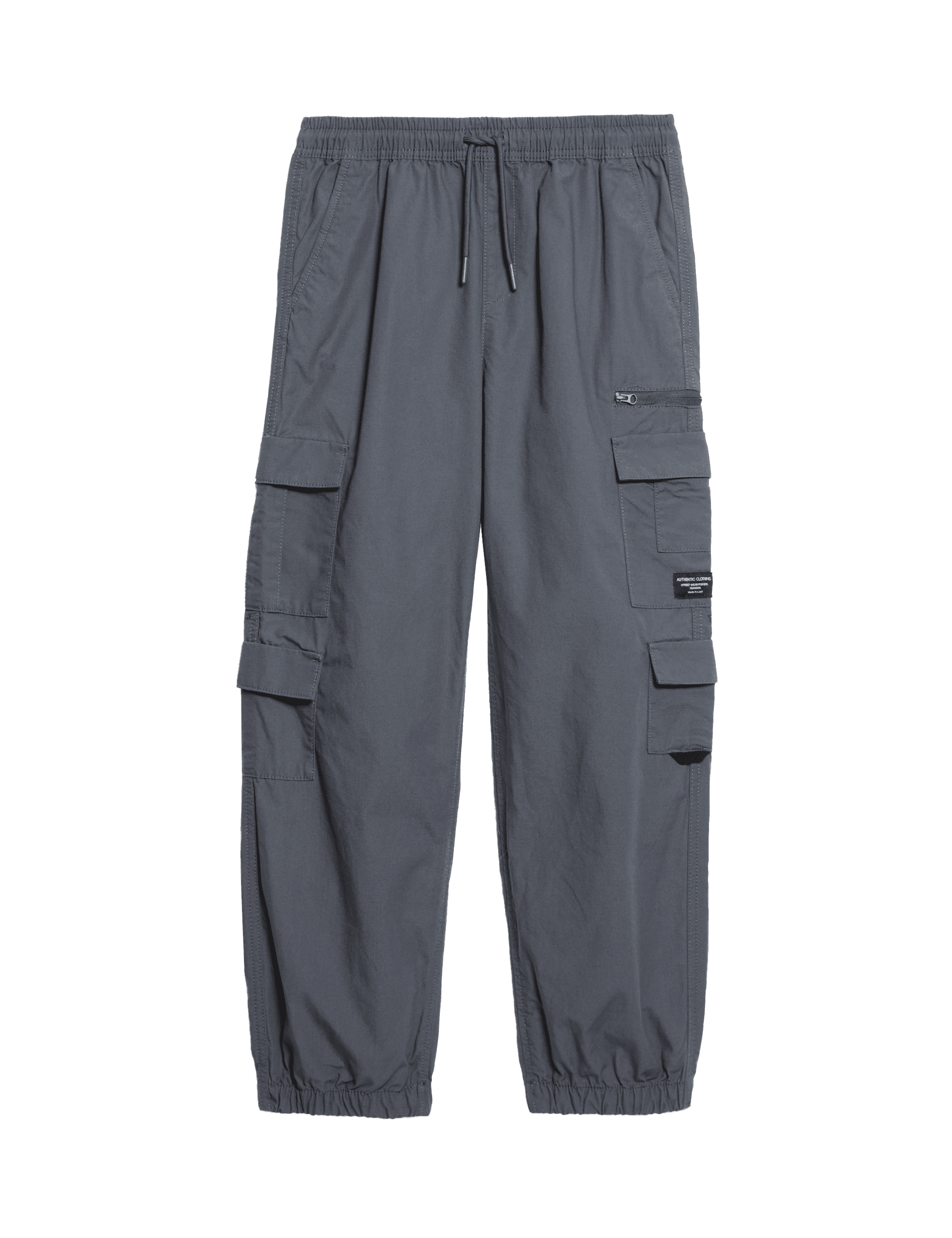 M&S Collection Boys Cotton Rich Cargo Trousers (6-16 Yrs) - 12-13 - Carbon, Pearl Grey,Carbon