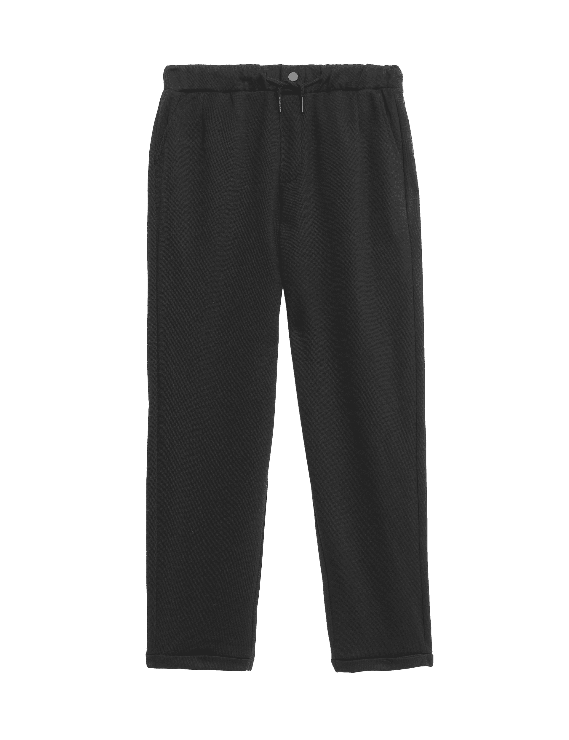 M&S Collection Boys Cotton Blend Pique Trousers (6-16 Yrs) - 7-8 Y - Black, Black