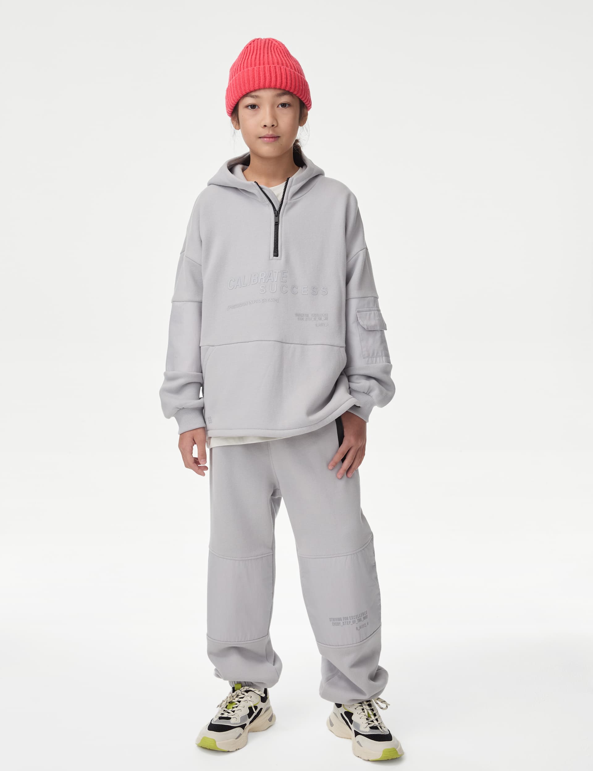 M&S Collection Boys Cotton Rich Sports Joggers (2-16 Yrs) - 14-15 - Pearl Grey, Pearl Grey