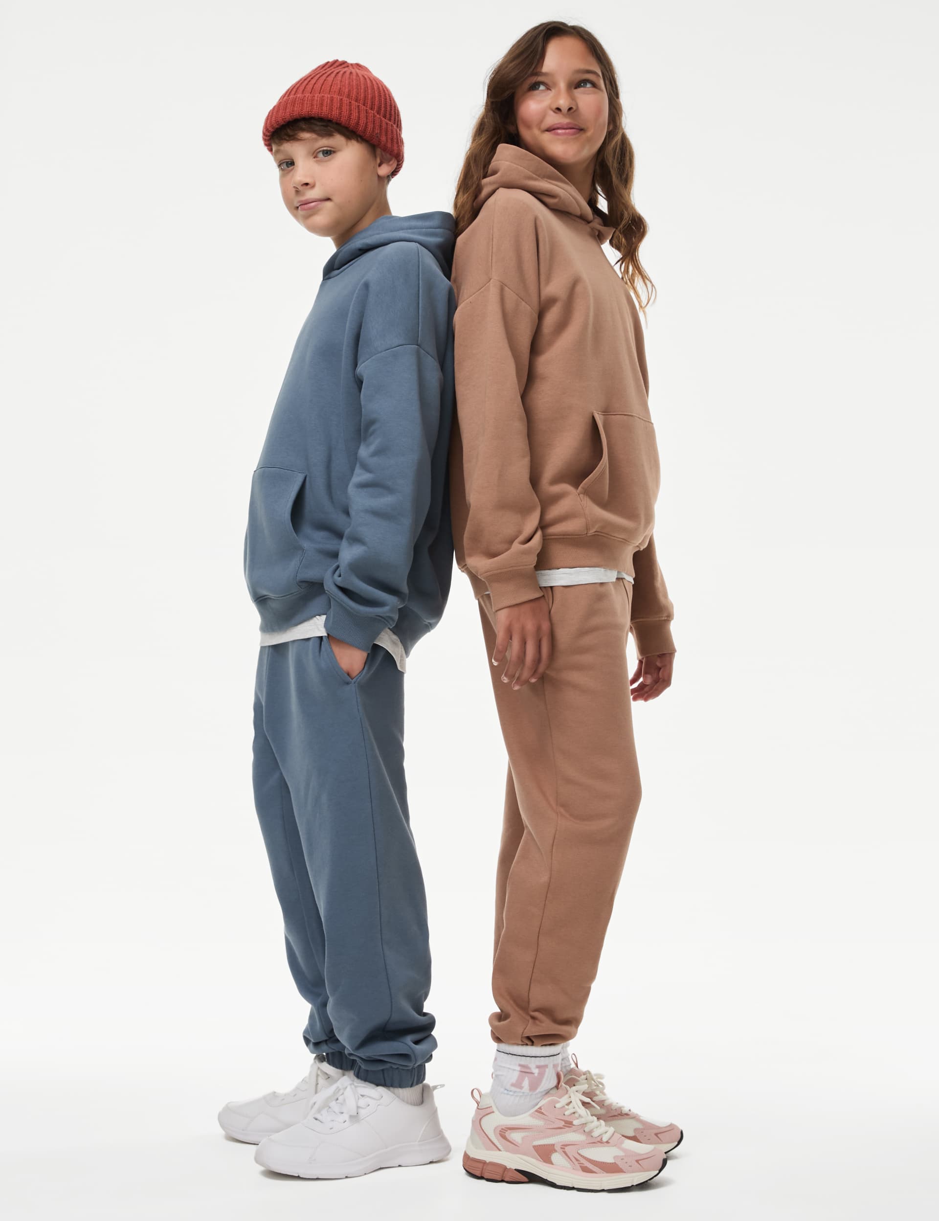 M&S Boys Cotton Rich Joggers (6-16 Yrs) - 8-9 Y - Steel Blue, Coffee,Steel Blue,Pearl Grey,Light Ste