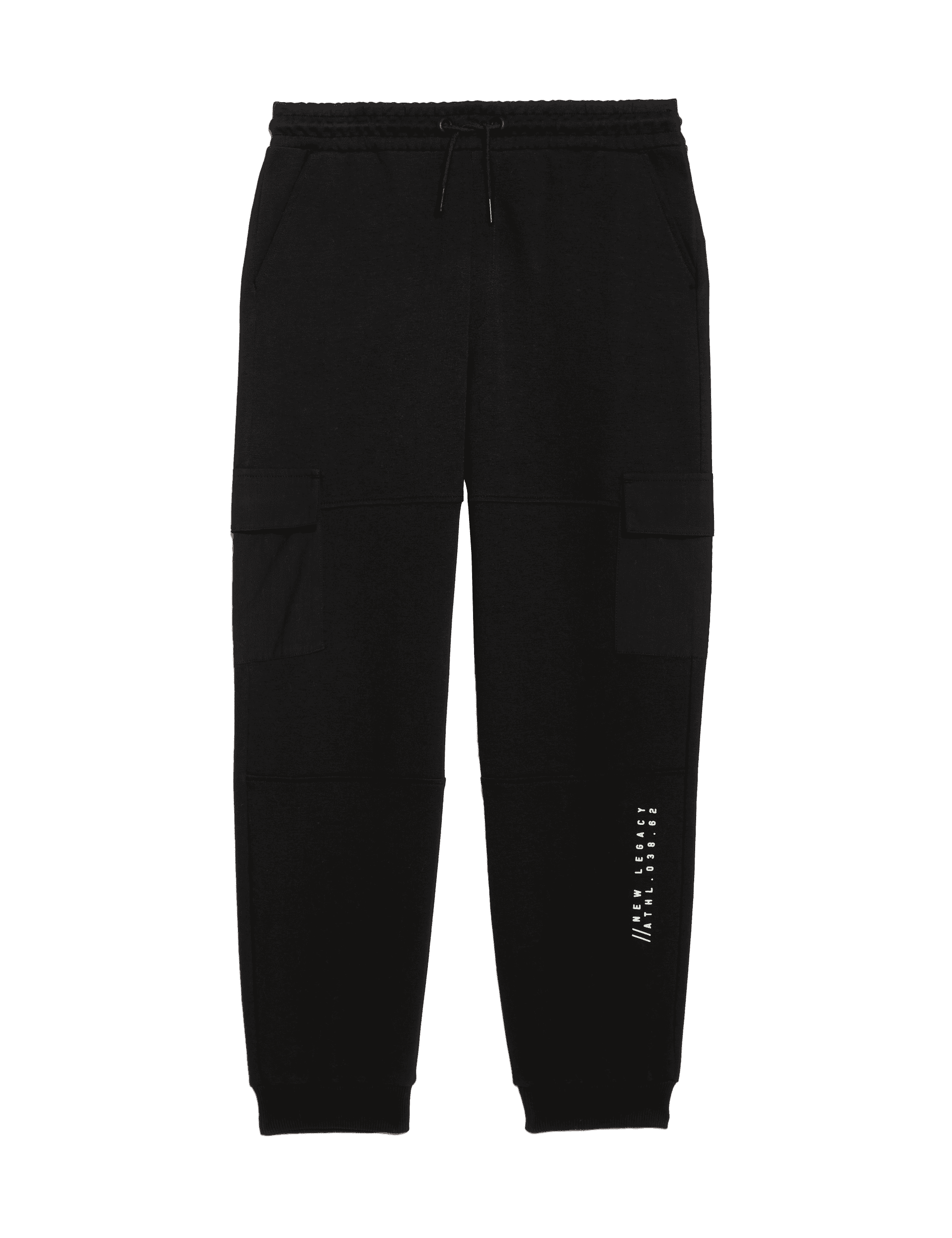 M&S Collection Boys Cotton Rich Sports Joggers (6-16 Yrs) - 8-9 Y - Black, Black